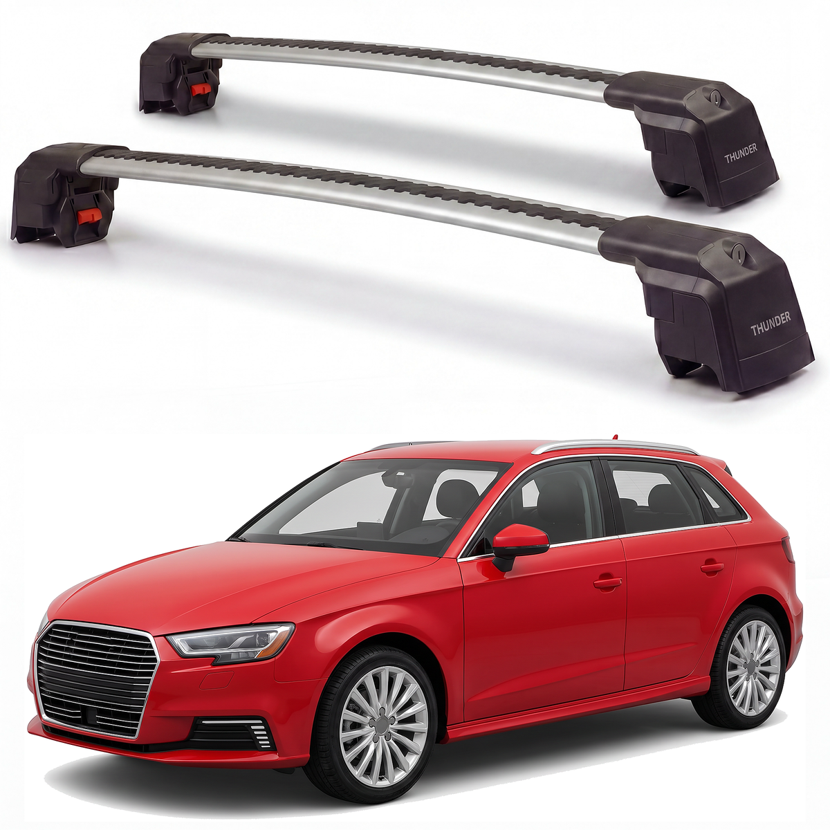 Audi A3 Sportback e-tron 2016-2018 roof rack cross bars silver pair