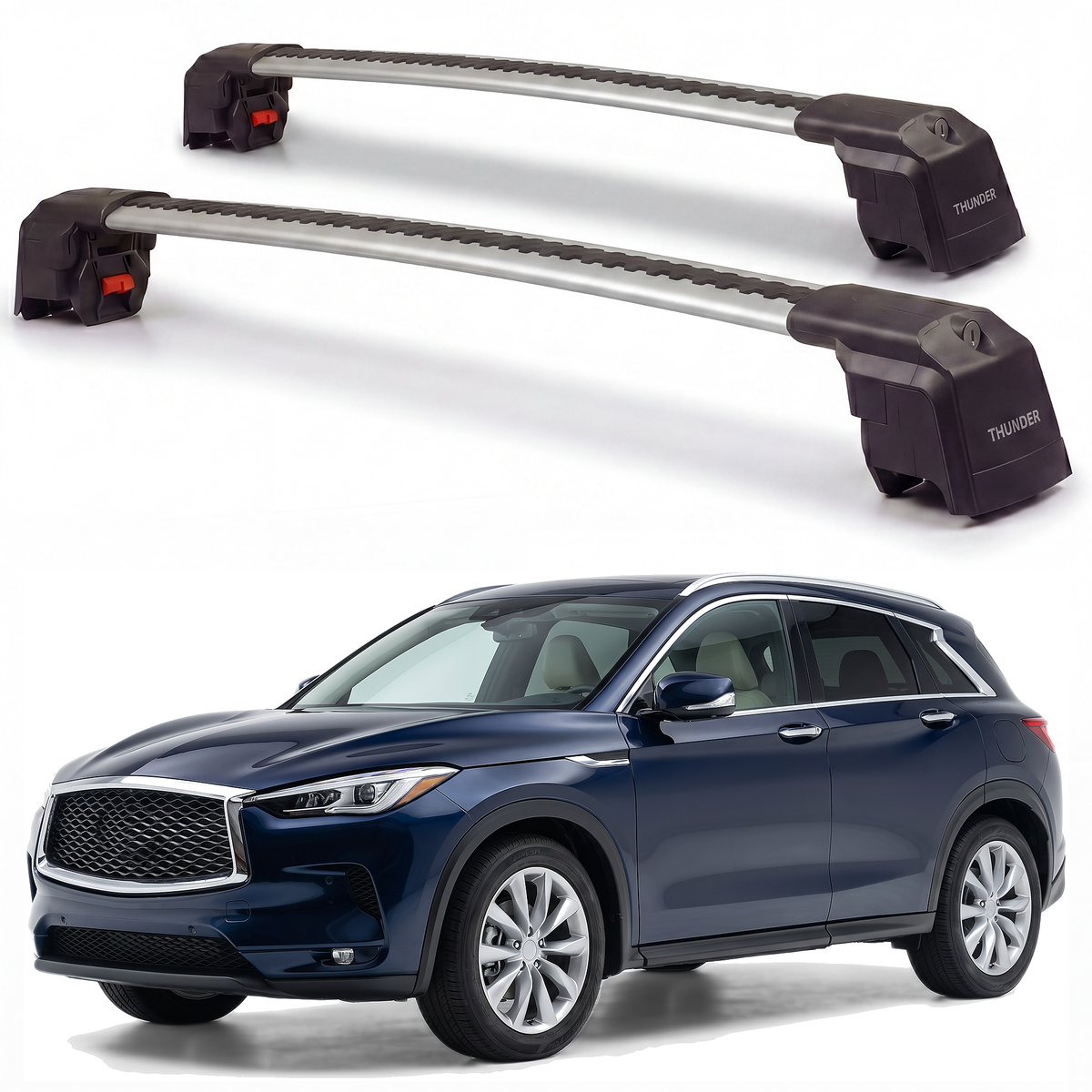 Infiniti QX50 2019-2025 roof rack cross bars silver pair