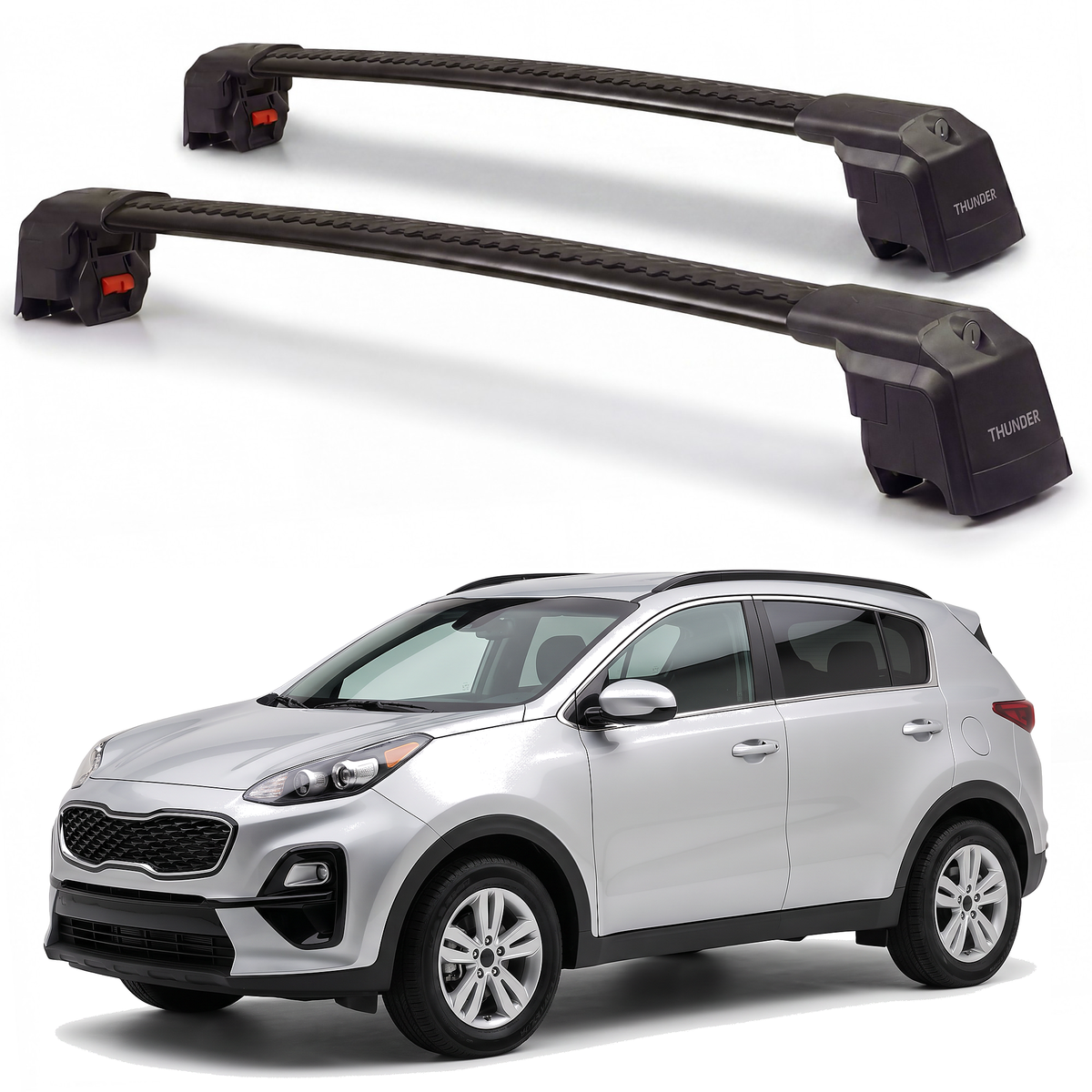Kia Sportage 2017-2022 roof rack cross bars black pair