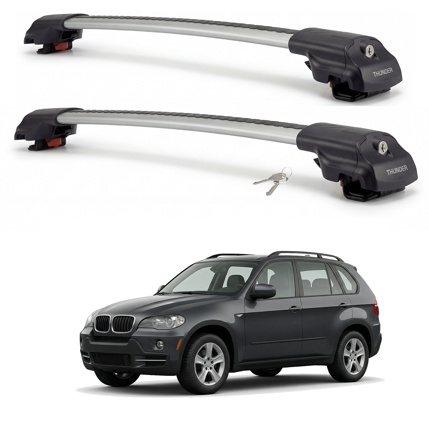 BMW X5 E53 2000-2006 TRX1 gray roof rack cross bars