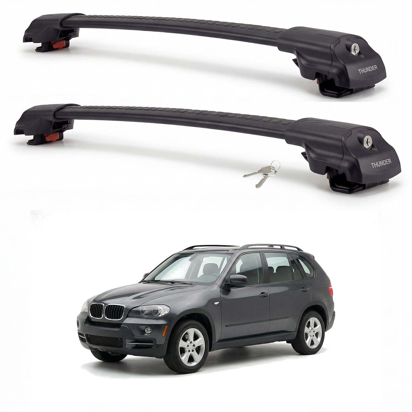 BMW X5 E70 2007-2013 TRX1 black roof rack cross bars