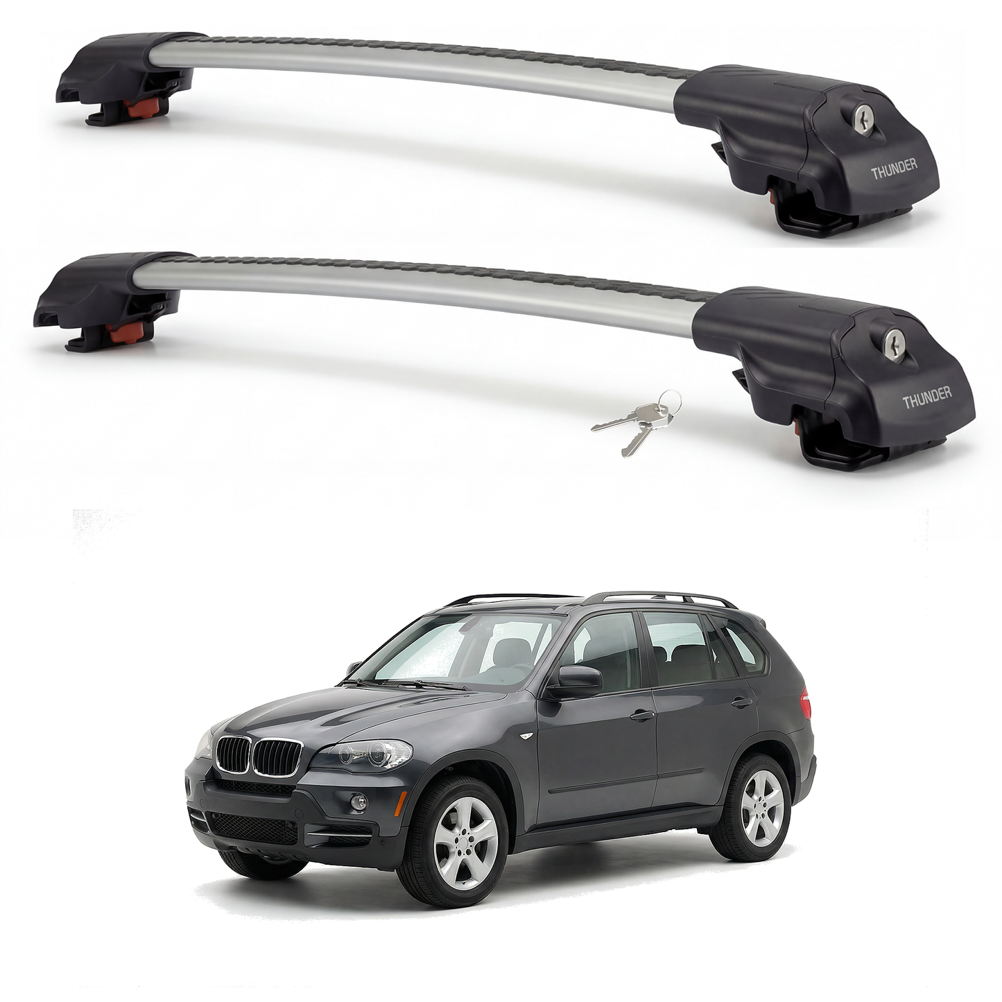 BMW X5 E70 2007-2013 TRX1 gray roof rack cross bars