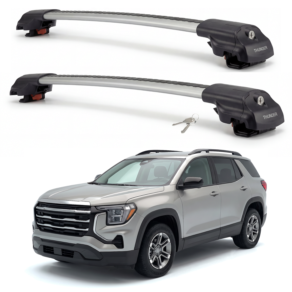 GMC Terrain 2025-2027 roof rack cross bars silver pair