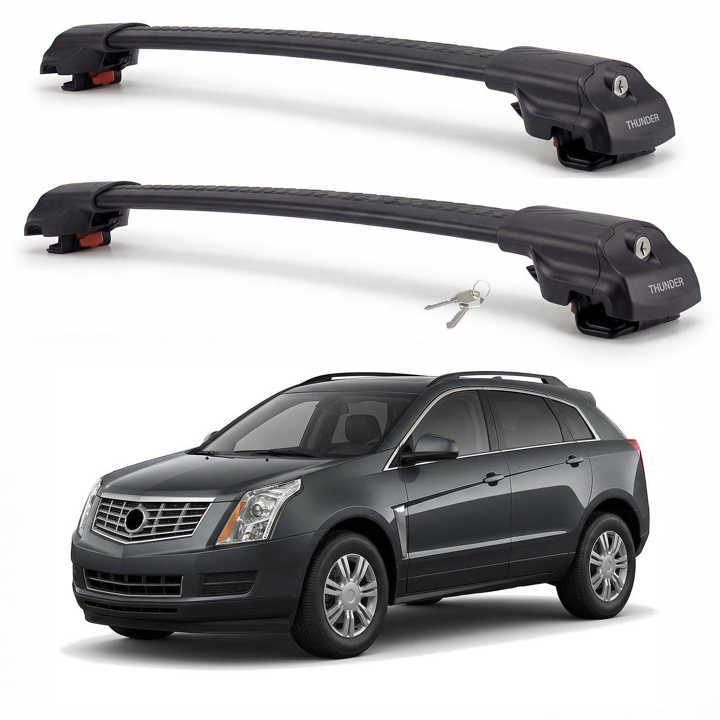 Cadillac SRX 2010-2016 TRX1 black roof rack cross bars