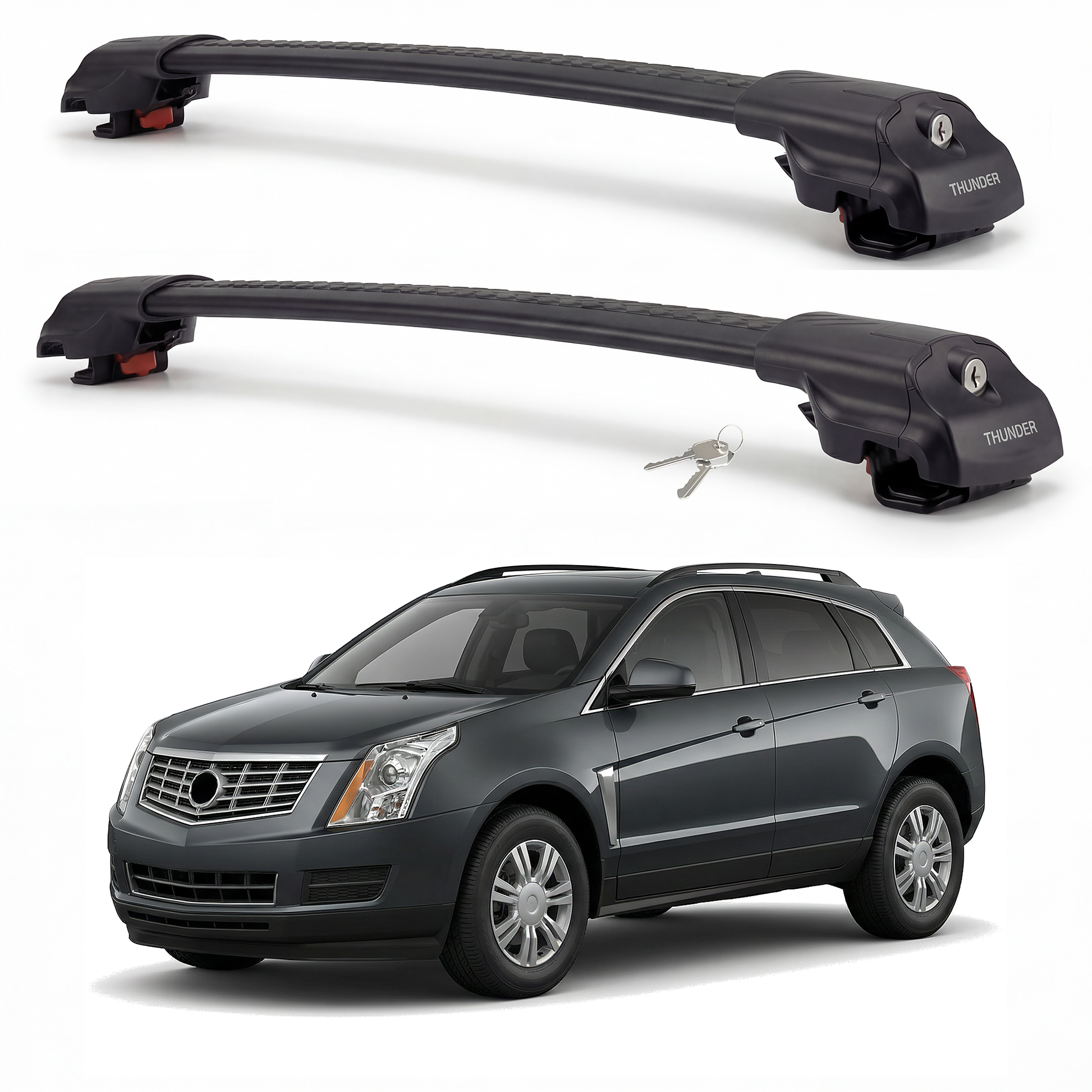 Cadillac SRX 2010-2016 TRX1 black roof rack cross bars