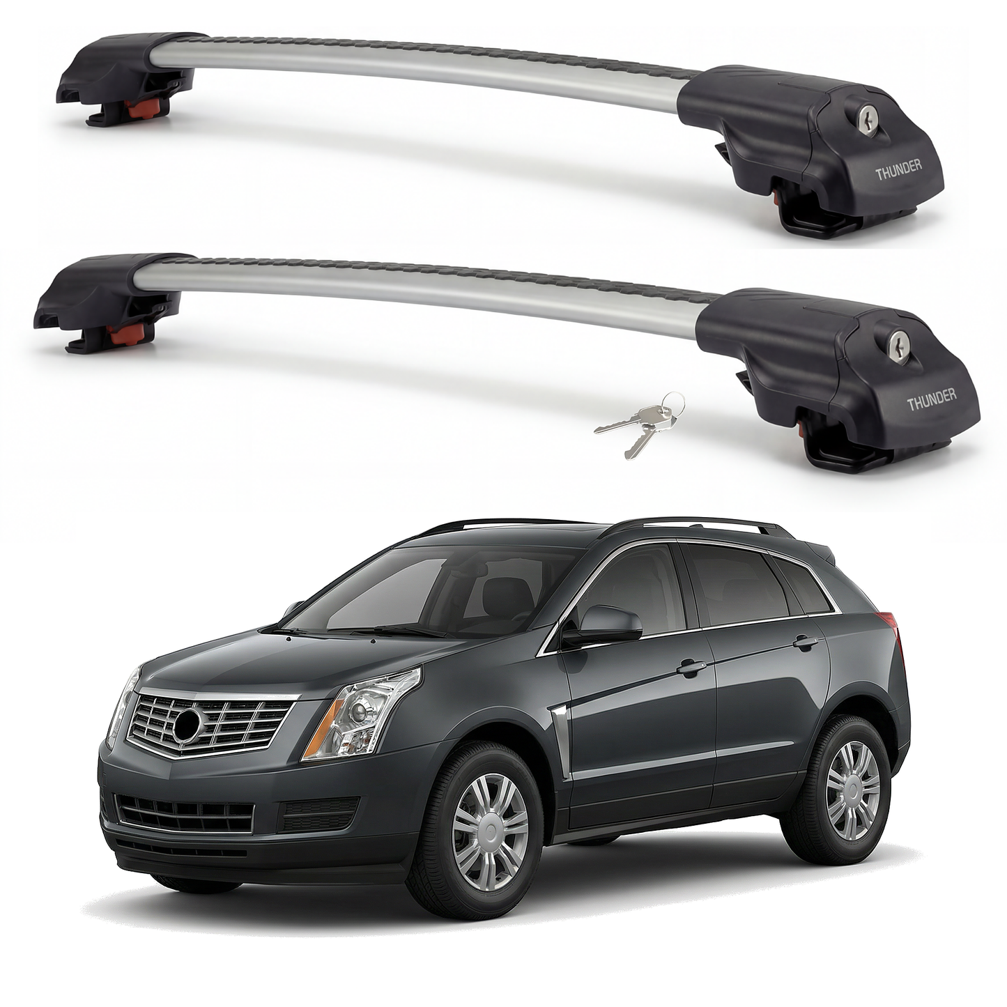 Cadillac SRX 2010-2016 TRX1 gray roof rack cross bars
