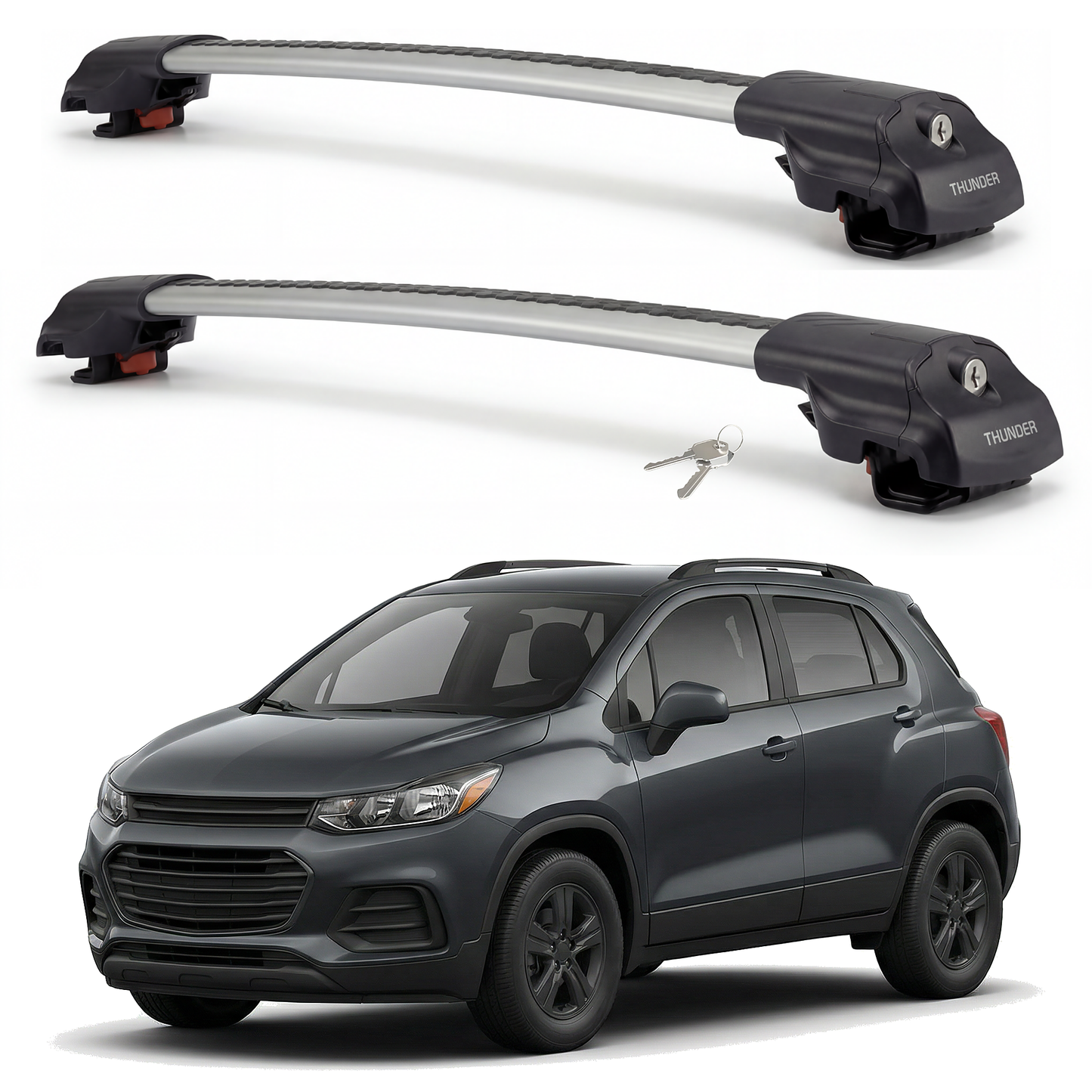 Chevrolet Captiva Sport 2006-2018 TRX1 gray roof rack cross bars