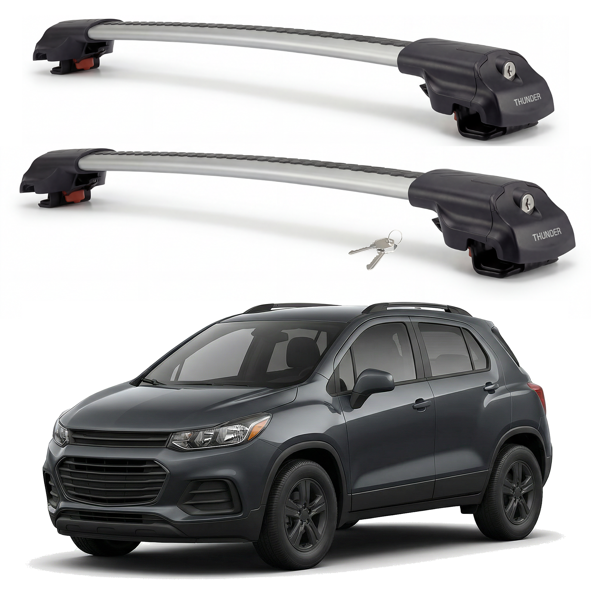 Chevrolet Captiva Sport 2006-2018 TRX1 gray roof rack cross bars