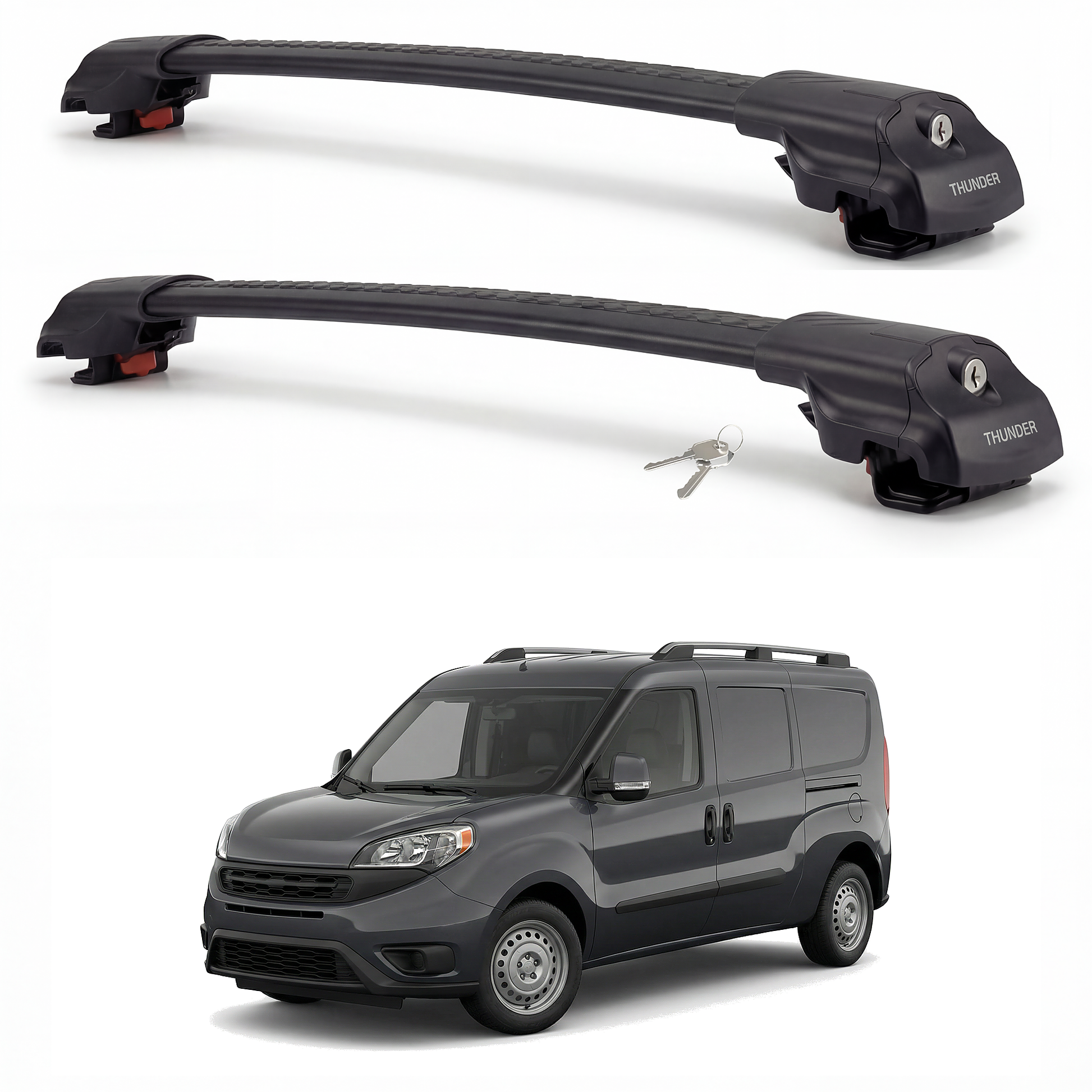 Dodge ProMaster City Van 2015-2023 TRX1 black roof rack cross bars