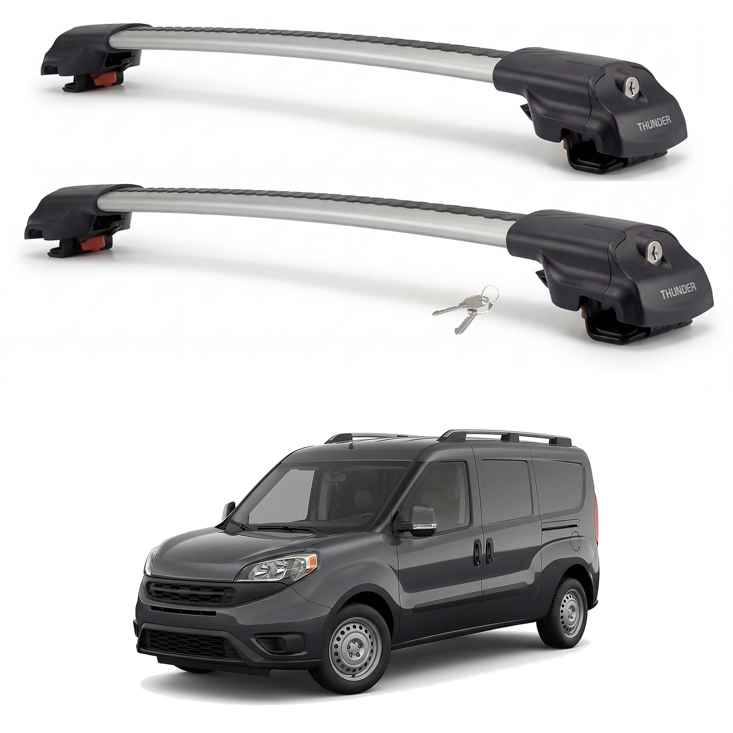 Dodge ProMaster City Van 2015-2023 TRX1 gray roof rack cross bars