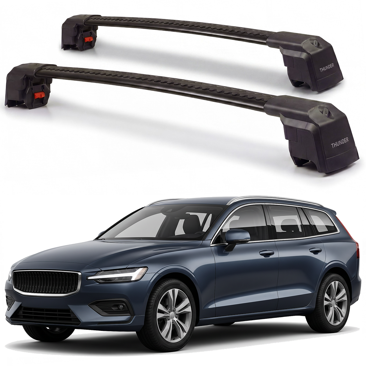 Volvo V60 / V60 Cross Country 2019-2026 roof rack cross bars black pair