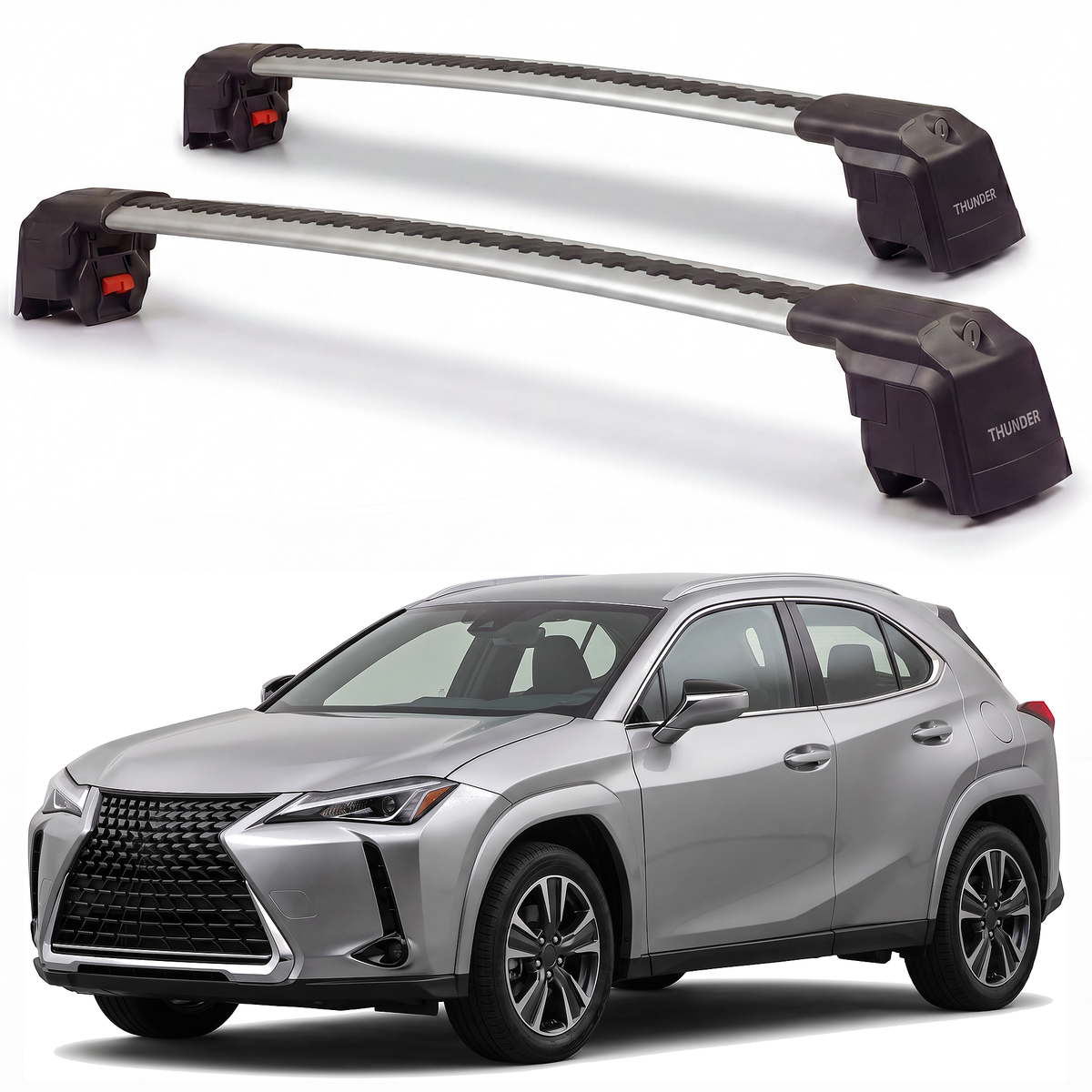 Lexus UX 2019-2026 roof rack cross bars silver pair