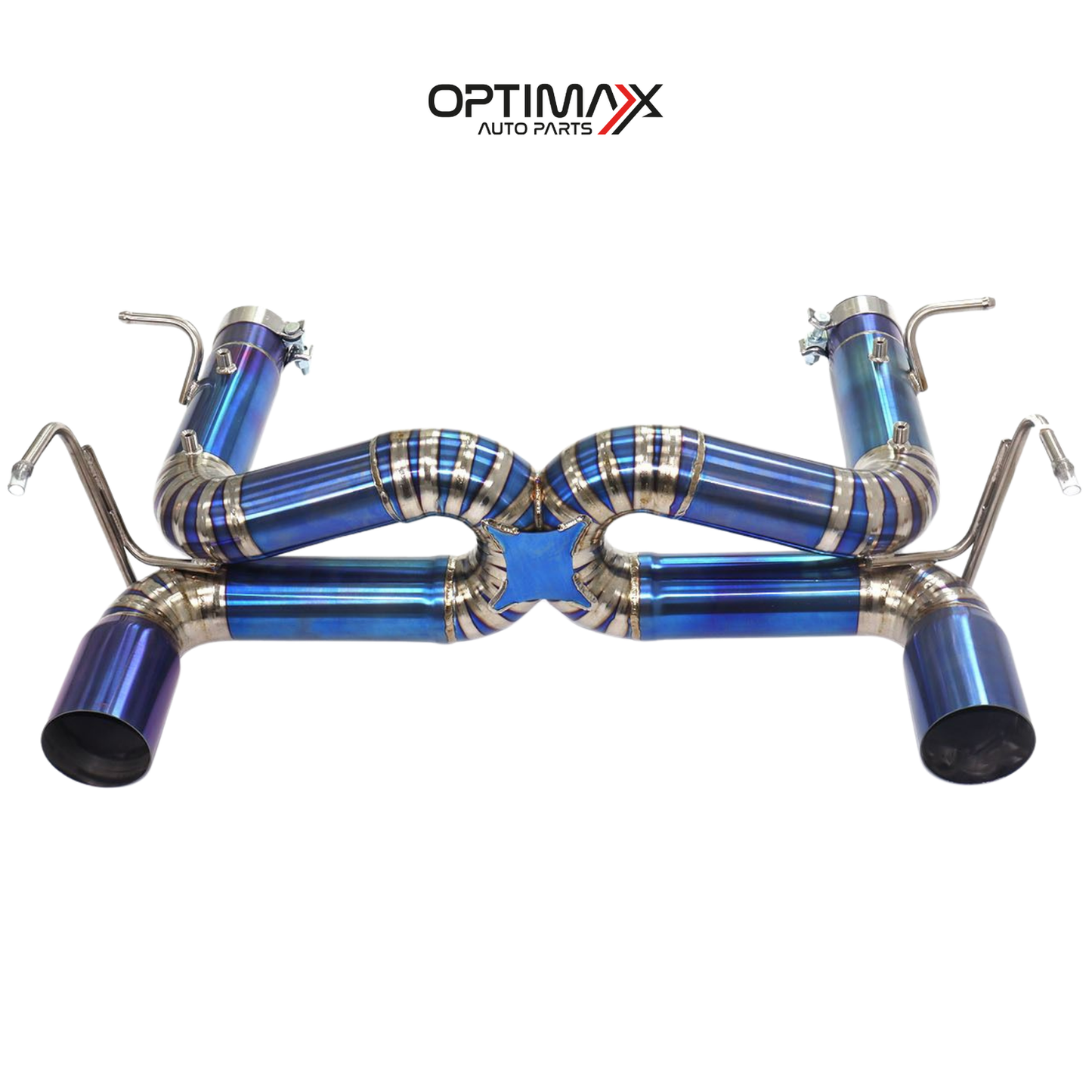 Titanium X Pipe Rear Exhaust for Ferrari F8 Burnt Blue Non Valved Design
