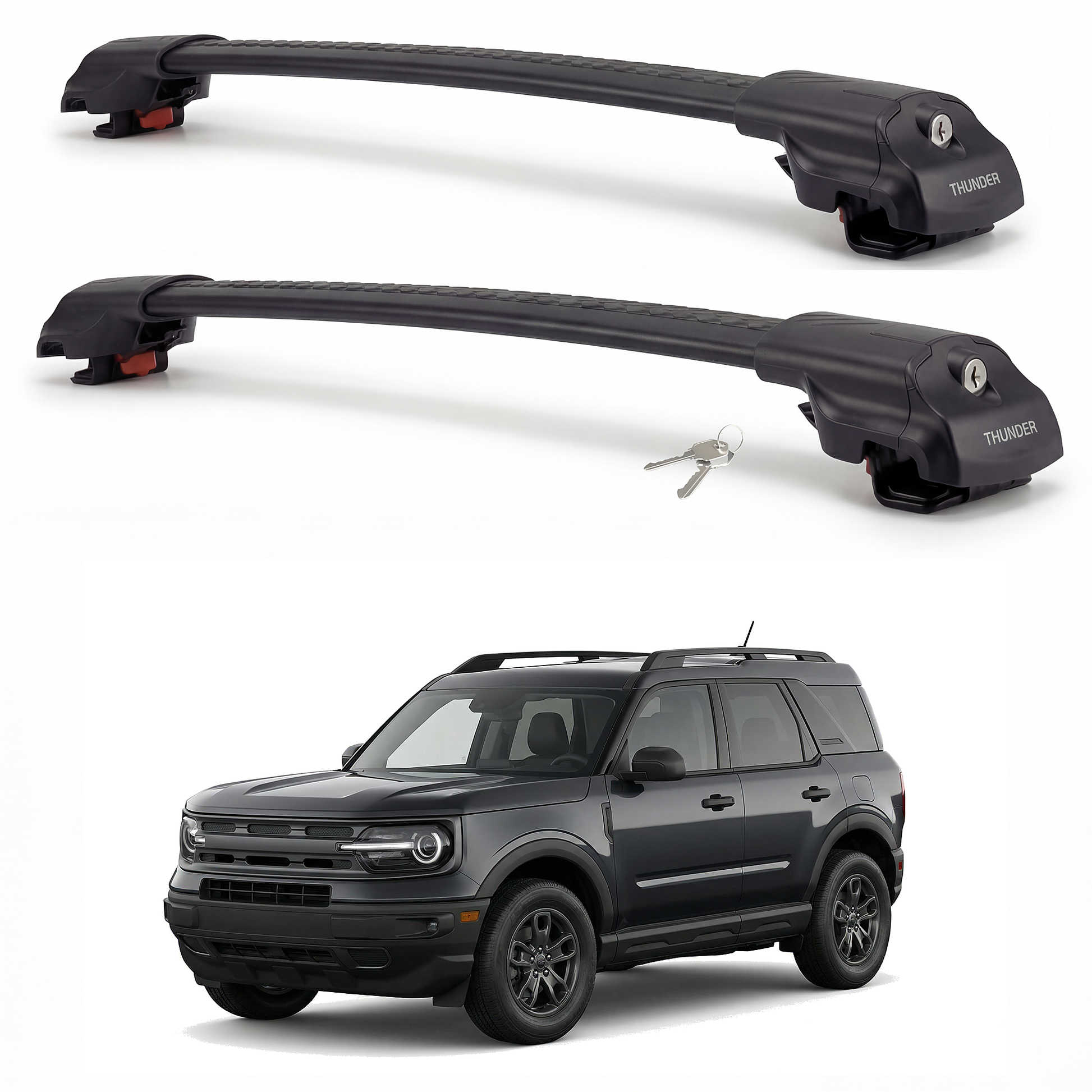 Ford Bronco Sport 2021-2026 TRX1 black roof rack cross bars