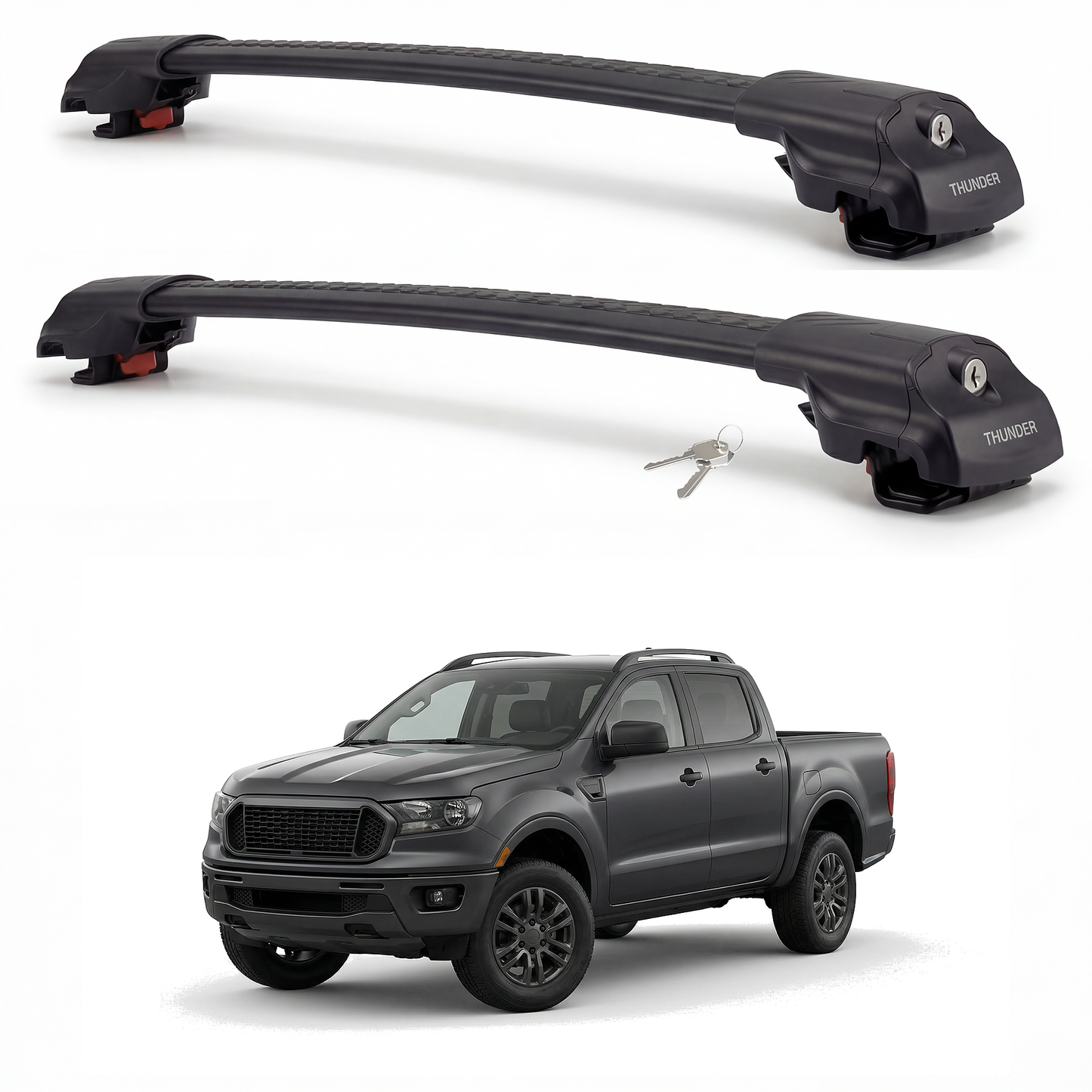 Ford Ranger (T7) 2016-2023 TRX1 black roof rack cross bars