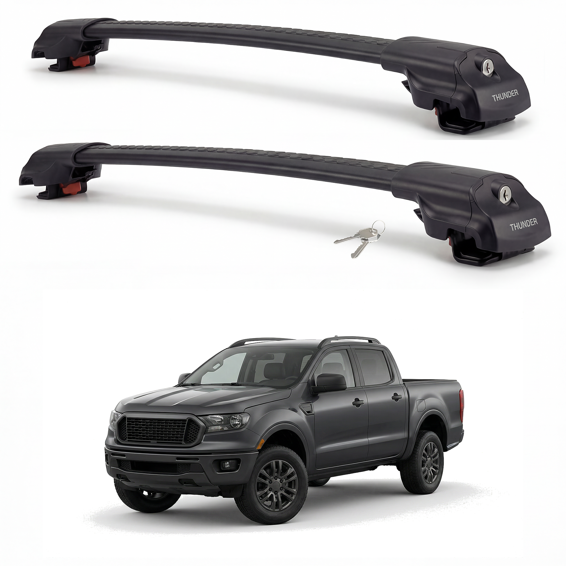 Ford Ranger Wildtrak 2022-2025 TRX1 black roof rack cross bars