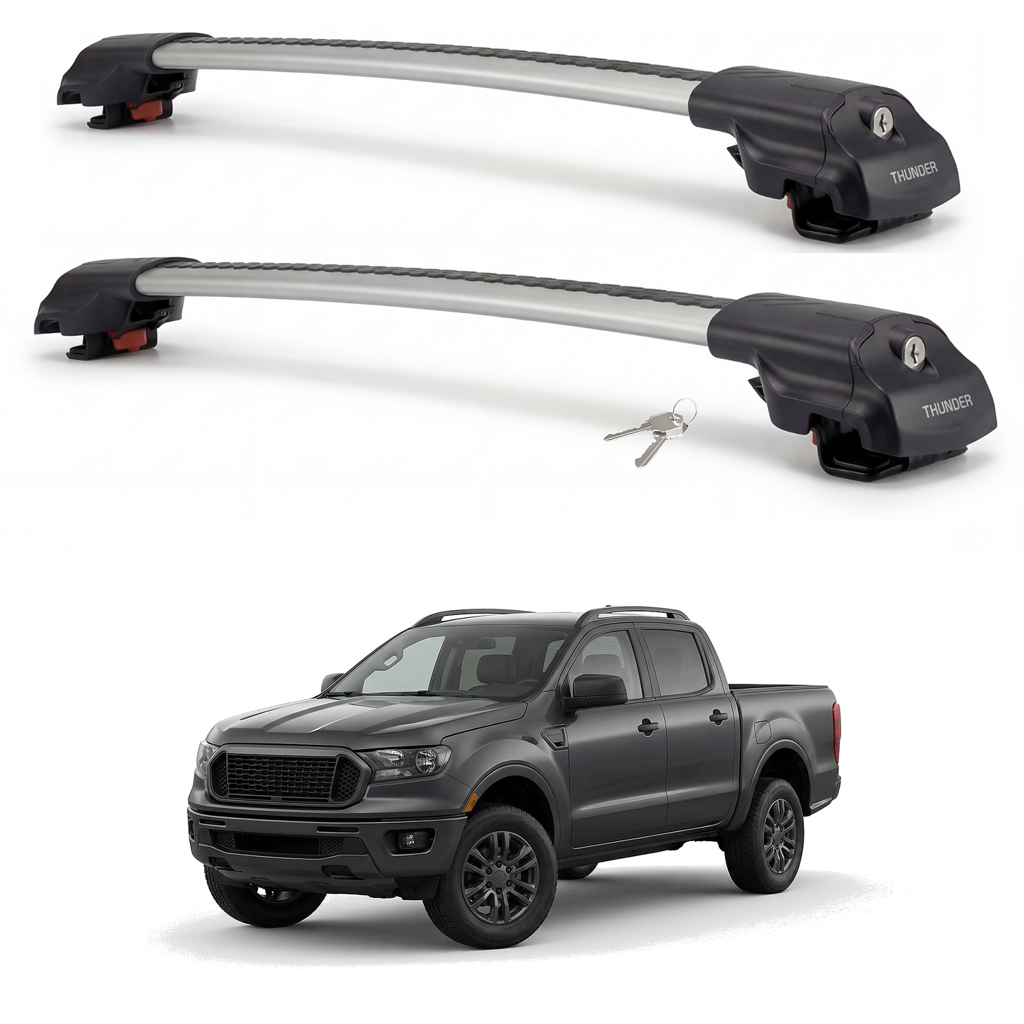 Ford Ranger (T7) 2016-2023 TRX1 gray roof rack cross bars
