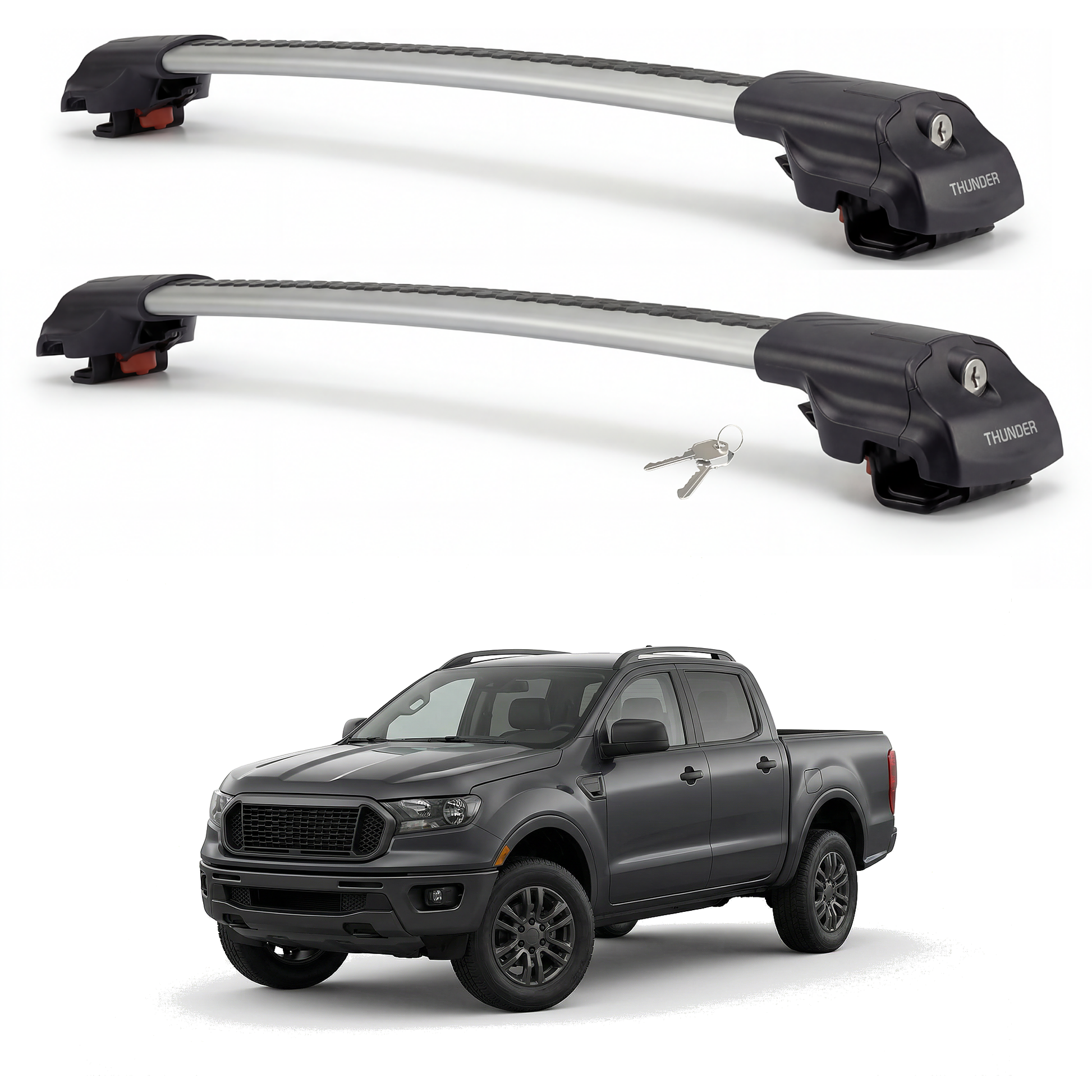 Ford Ranger Wildtrak 2022-2025 TRX1 gray roof rack cross bars