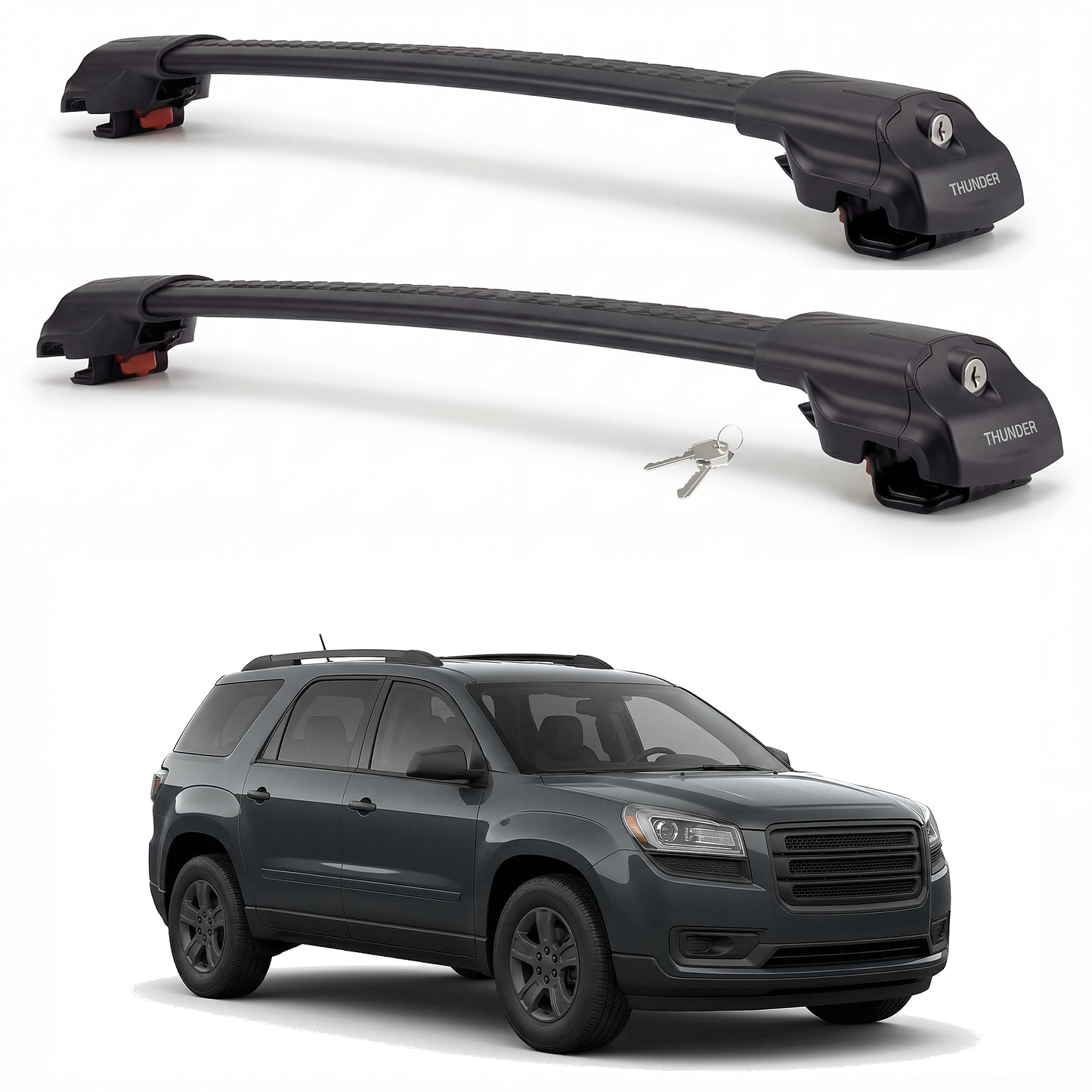 GMC Acadia 2007-2016 TRX1 black roof rack cross bars