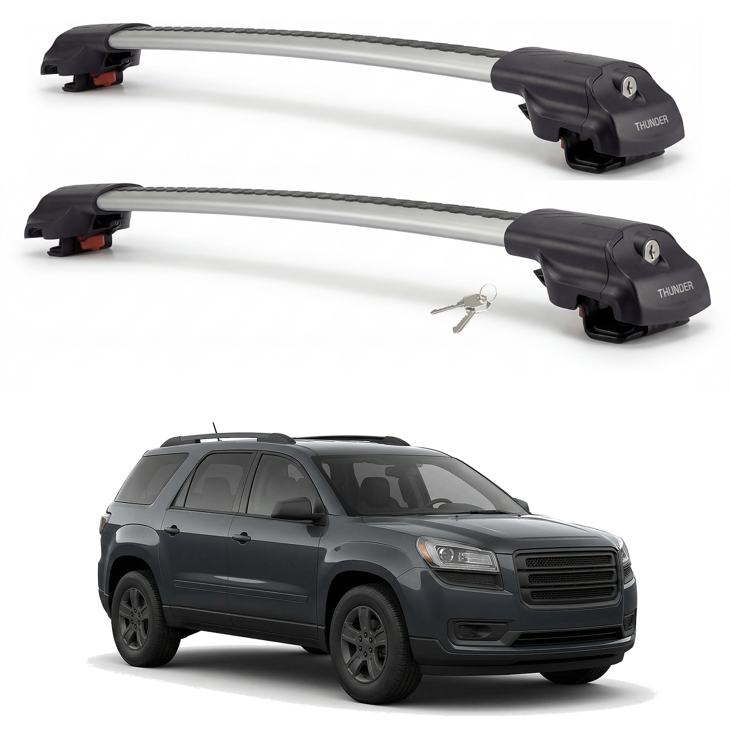 GMC Acadia 2007-2016 TRX1 gray roof rack cross bars
