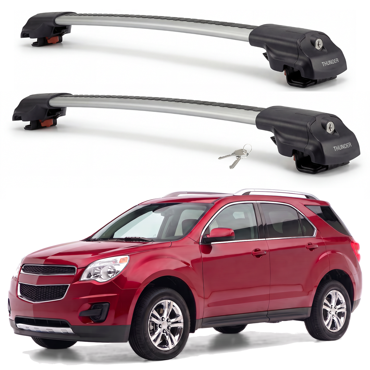 Chevrolet Equinox 2010-2017 roof rack cross bars silver pair