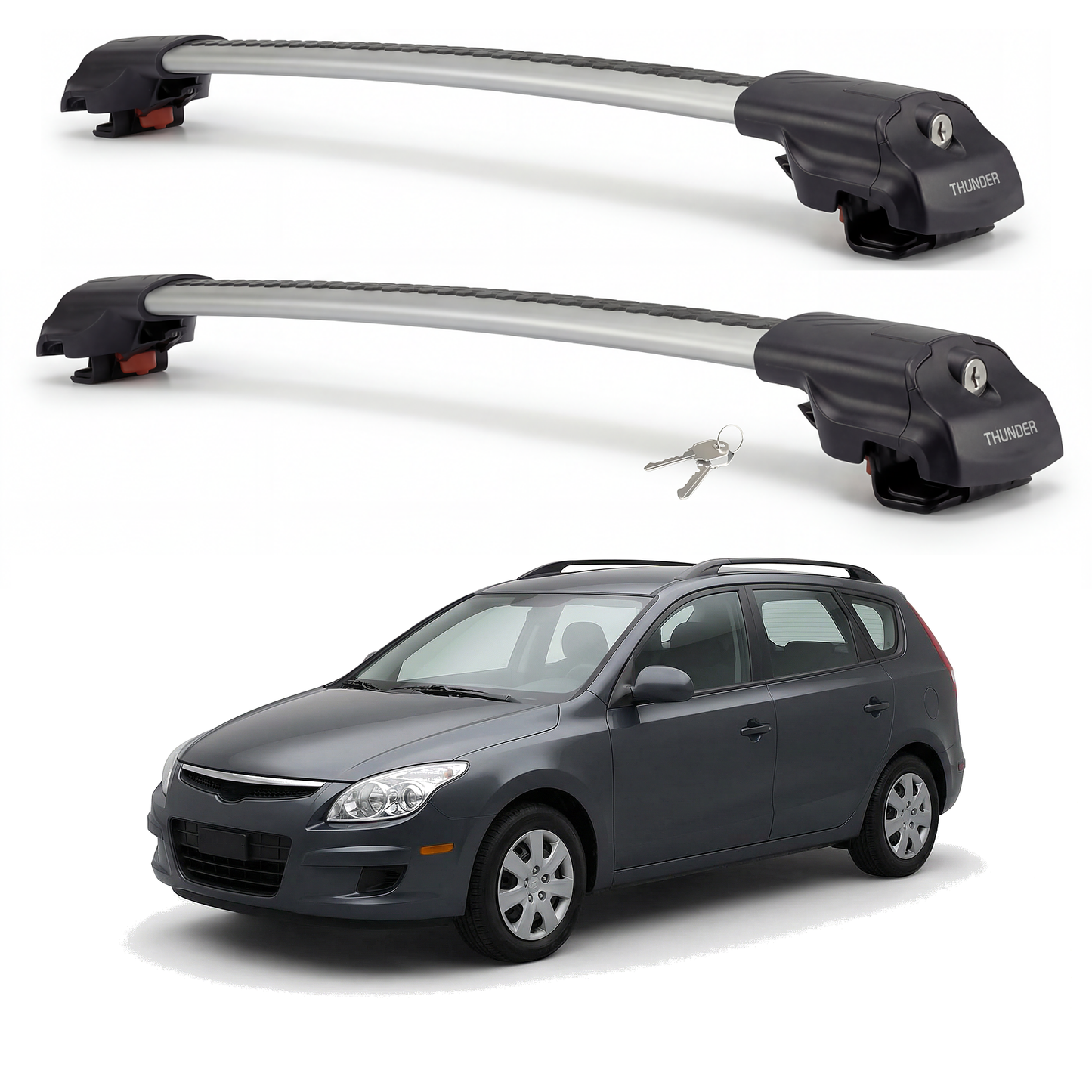 Hyundai Elantra Touring 2007-2011 TRX1 gray roof rack cross bars