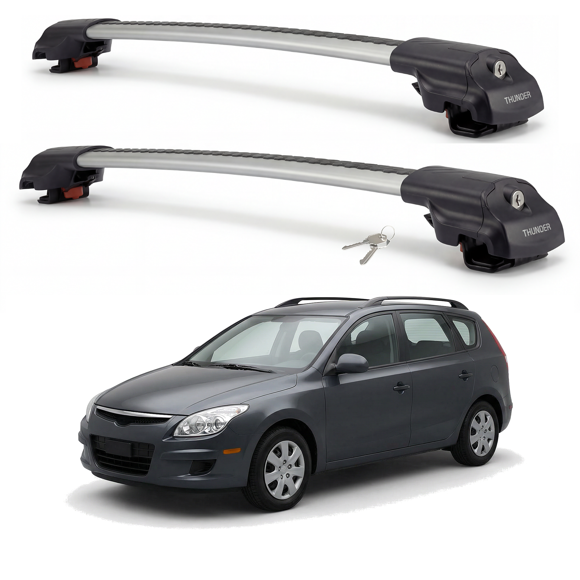 Hyundai Elantra Touring 2007-2011 TRX1 gray roof rack cross bars