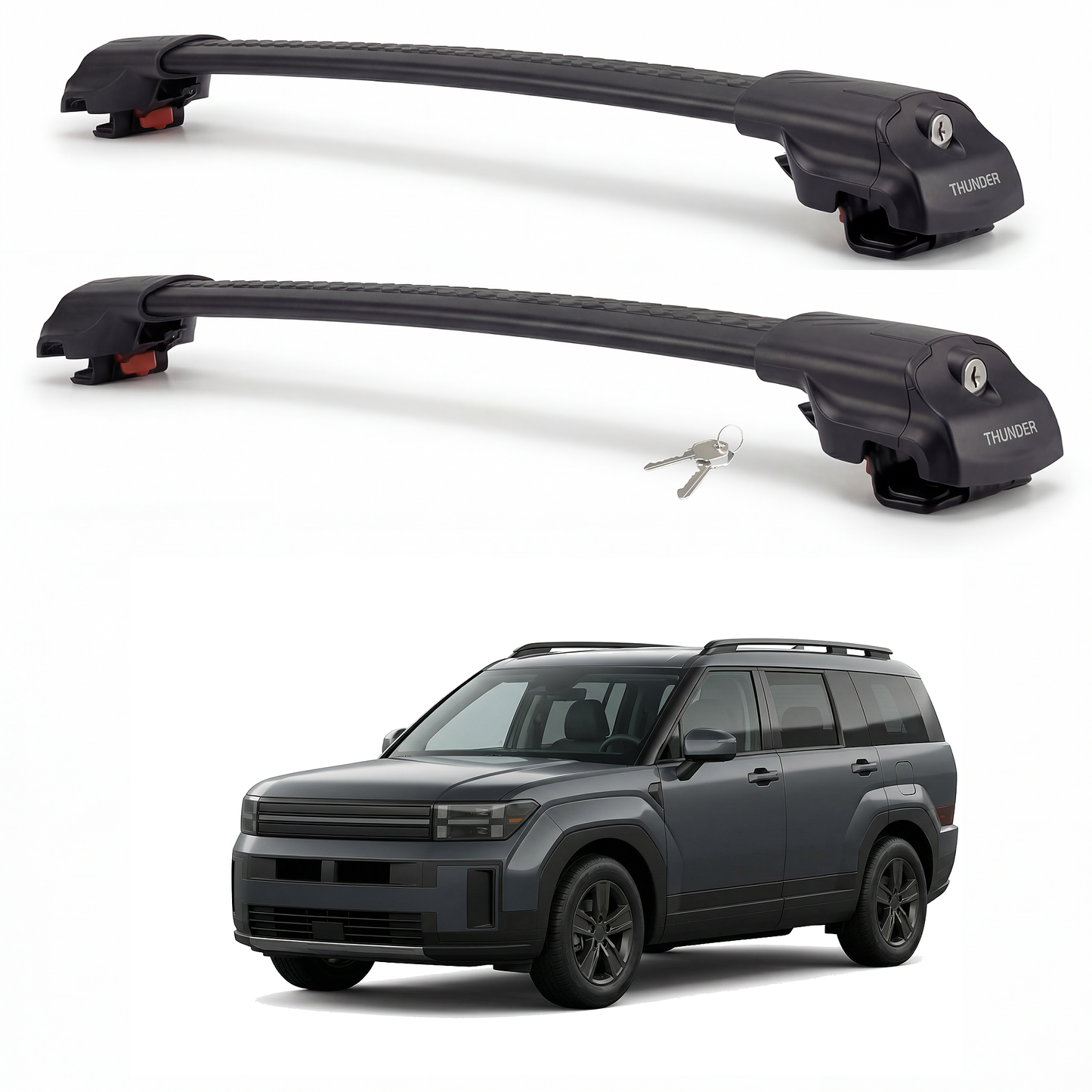 Hyundai Santa Fe 2024-2026 TRX1 black roof rack cross bars