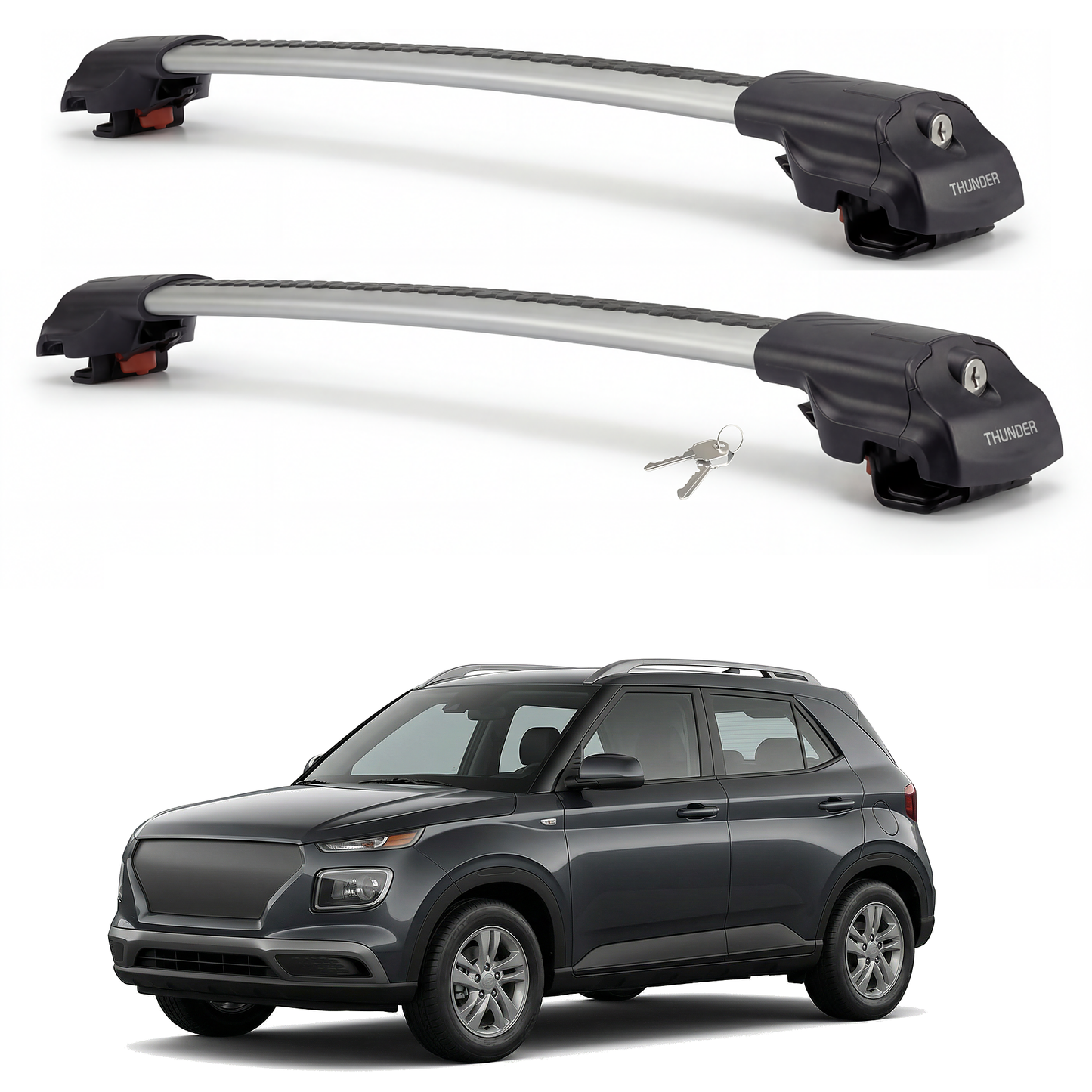 Hyundai Venue 2020-2024 TRX1 gray roof rack cross bars