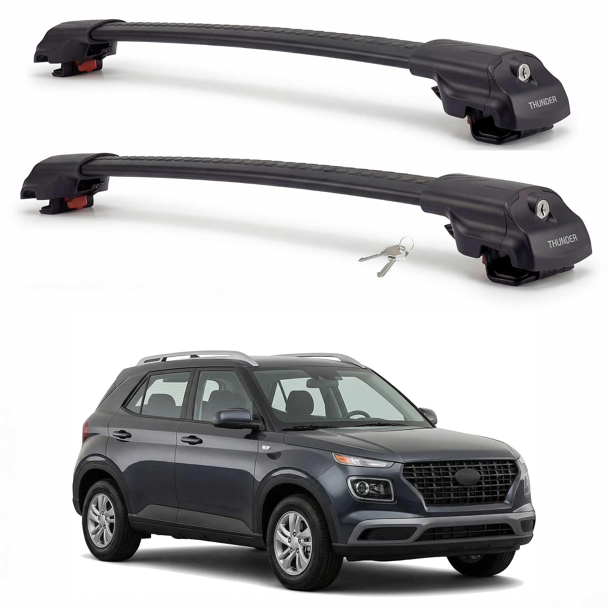 Hyundai Venue 2020-2024 TRX1 black roof rack cross bars