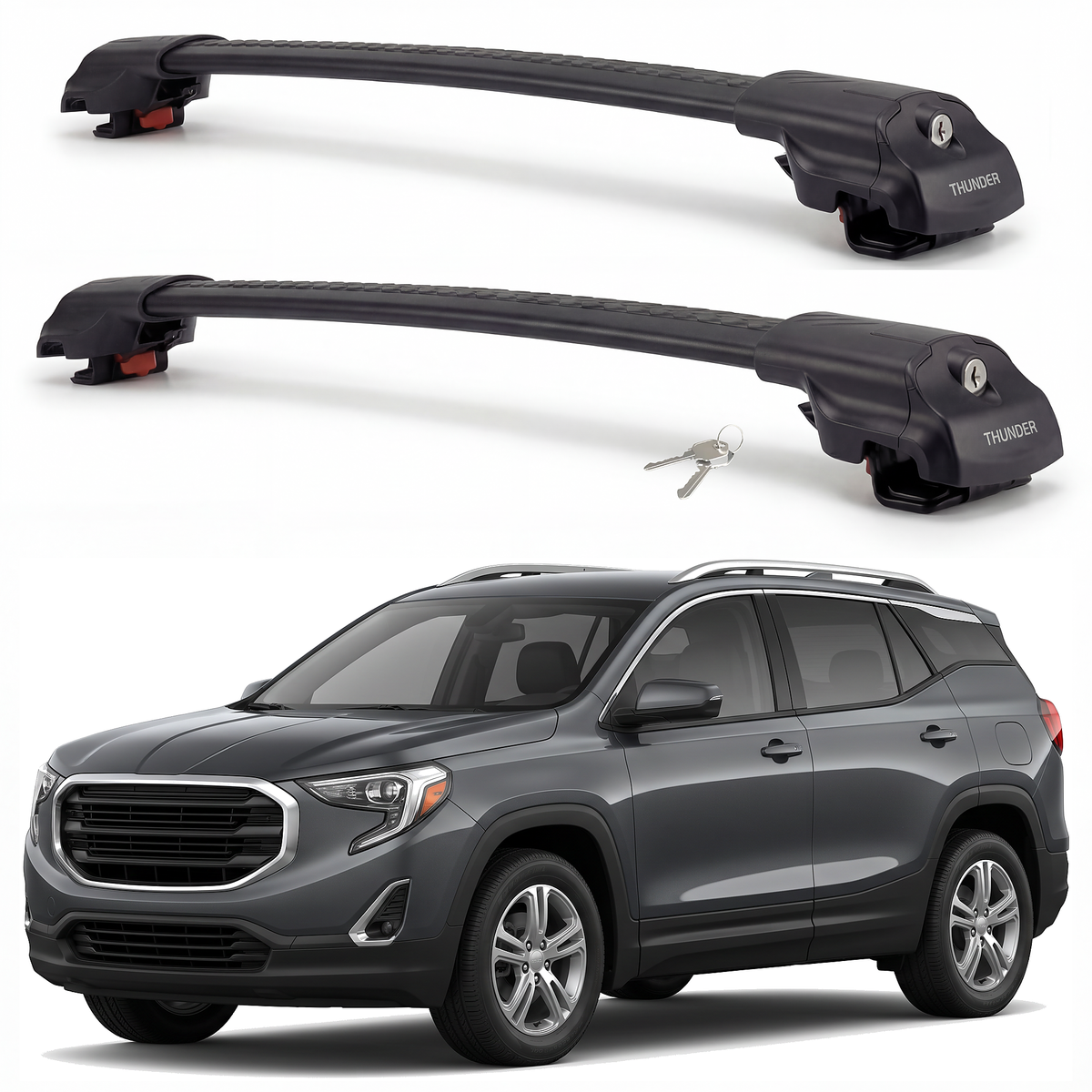 GMC Terrain 2018-2024 roof rack cross bars black pair