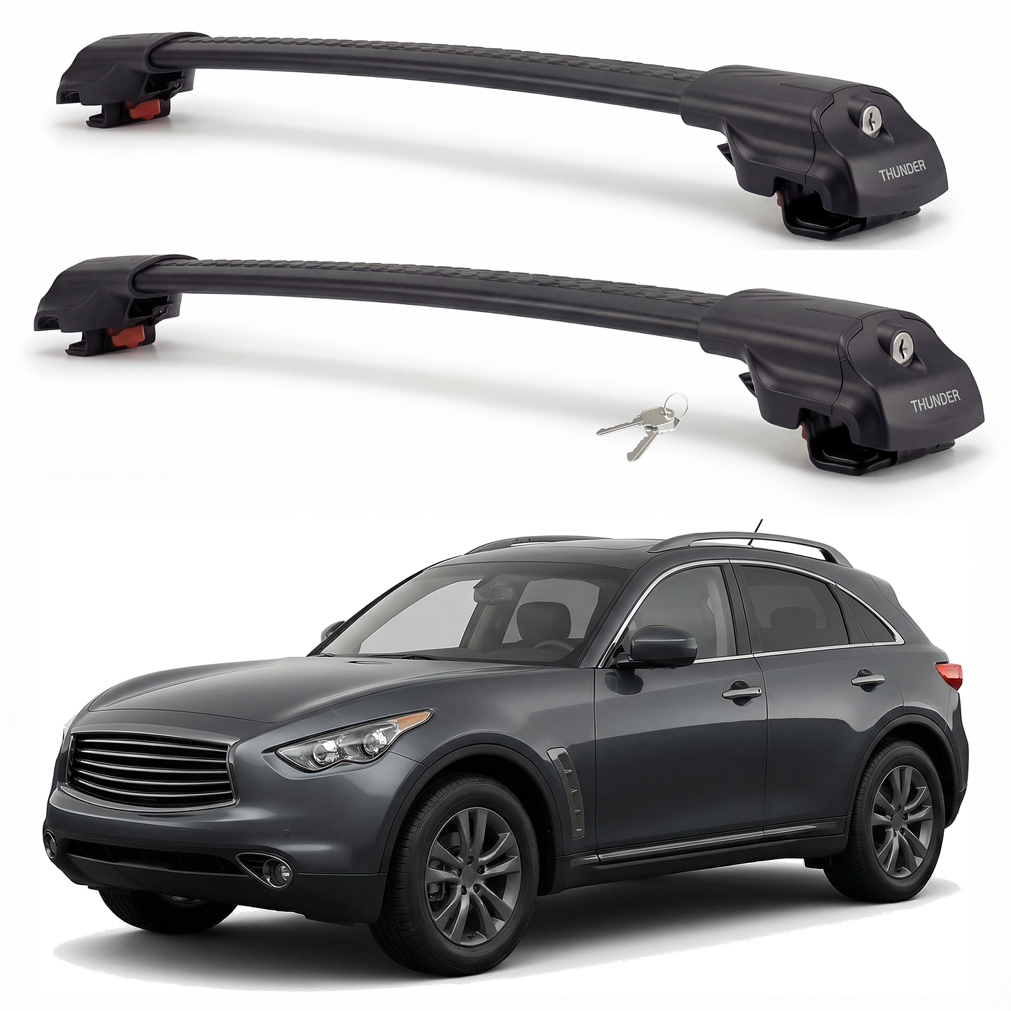 Infiniti QX70 2013-2023 TRX1 black roof rack cross bars