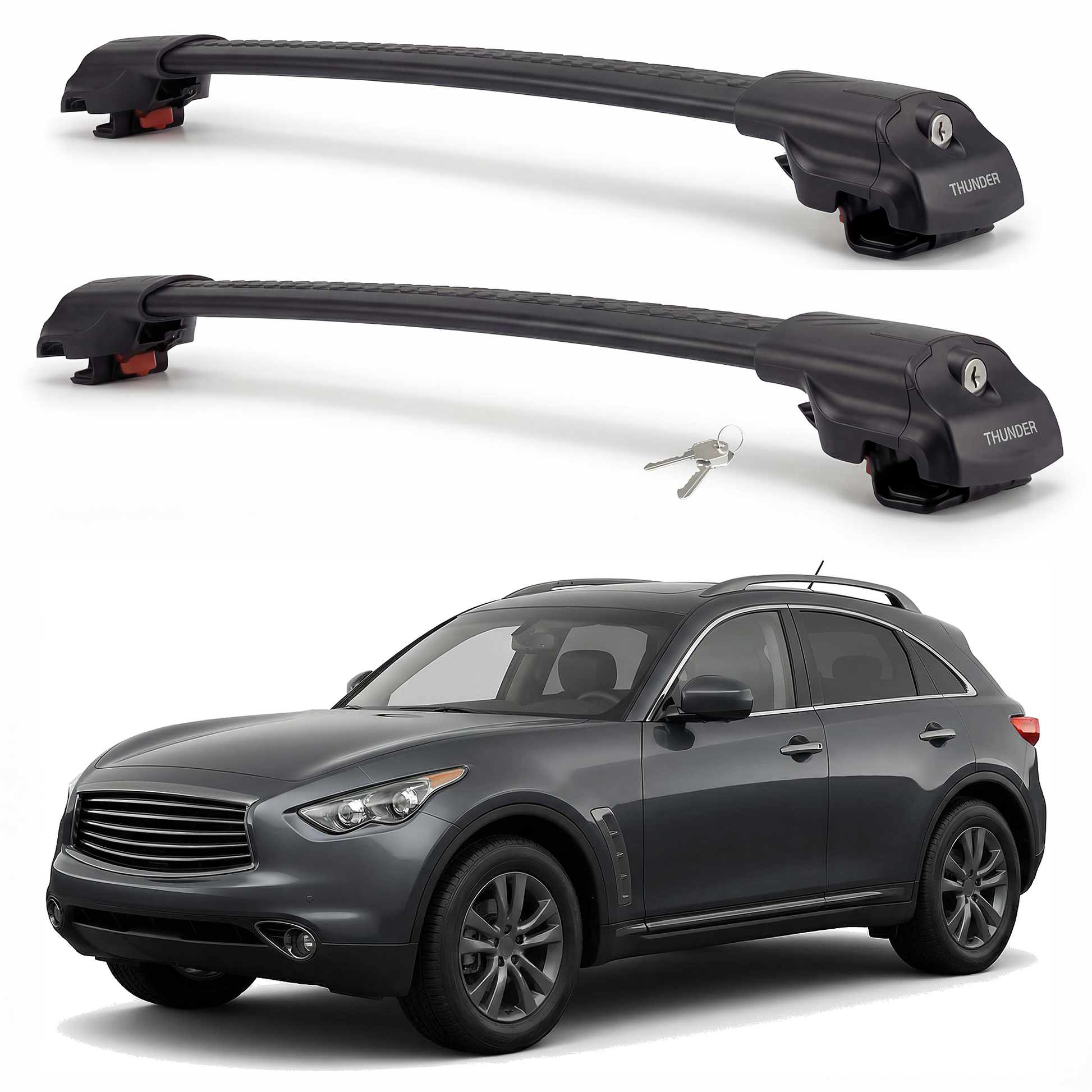 Infiniti QX70 2013-2023 TRX1 black roof rack cross bars