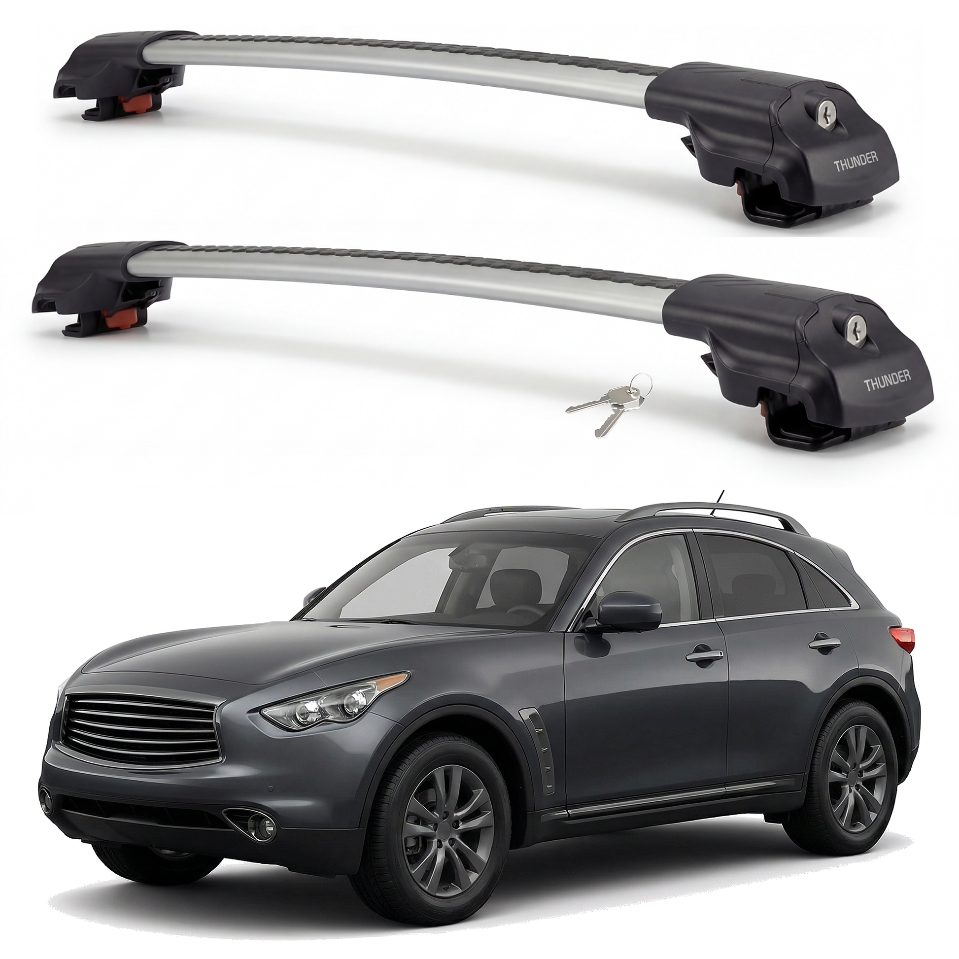 Infiniti QX70 2013-2023 TRX1 gray roof rack cross bars