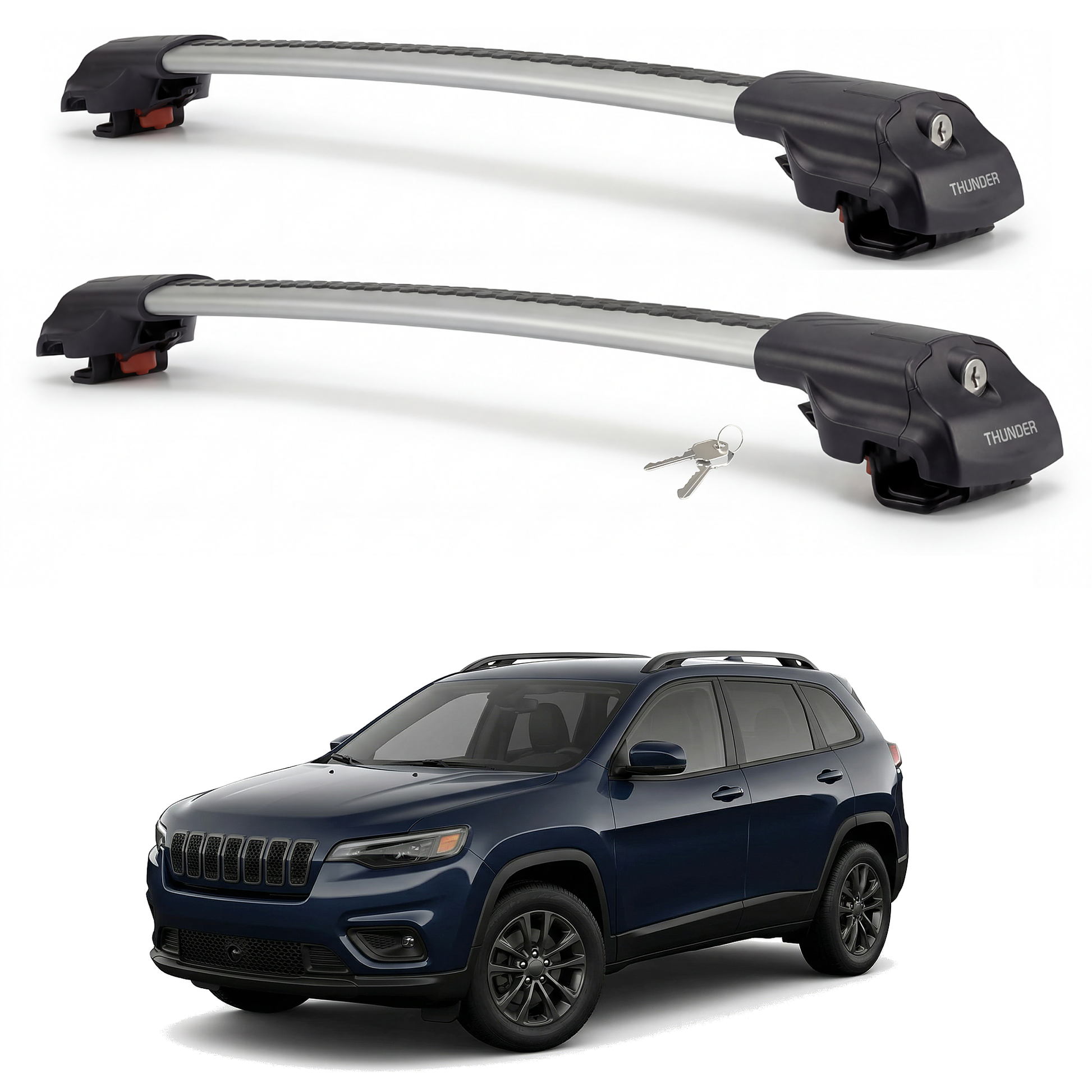Jeep Cherokee 2014-2022 TRX1 gray roof rack cross bars