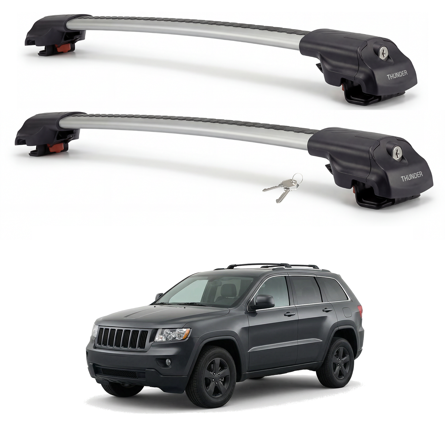 Jeep Grand Cherokee 2005-2010 TRX1 gray roof rack cross bars