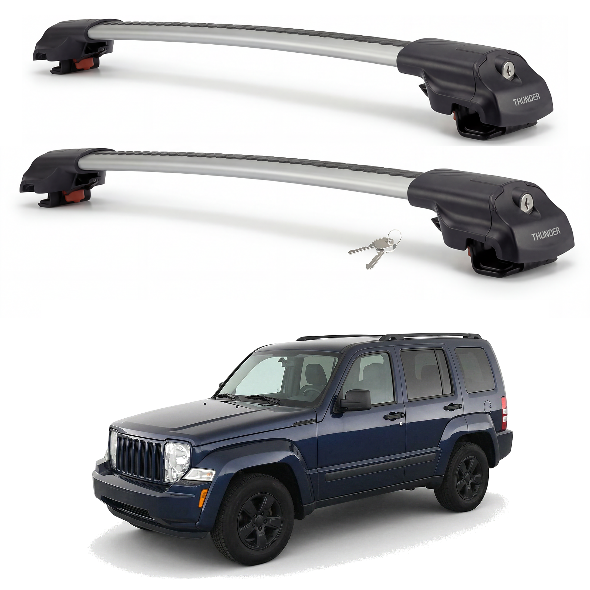 Jeep Liberty 2002-2007 TRX1 gray roof rack cross bars