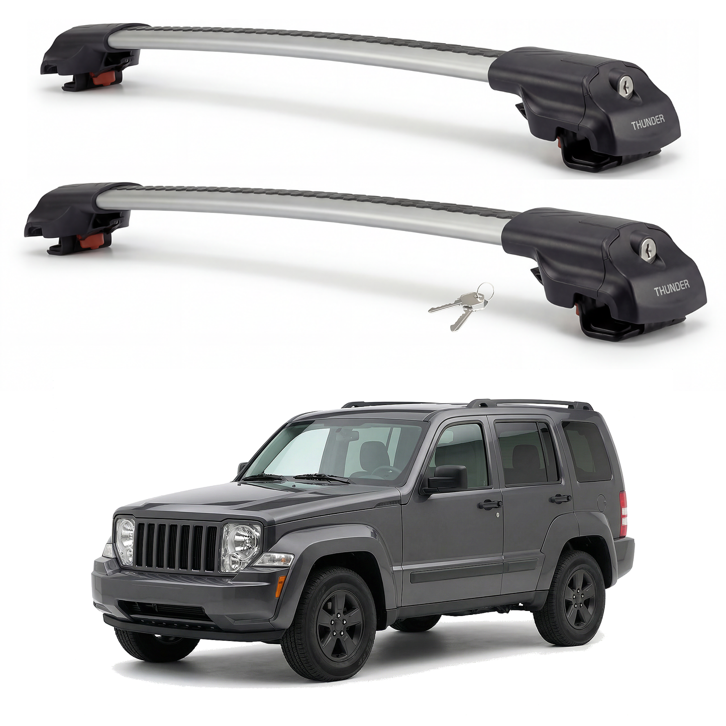 Jeep Liberty 2008-2013 TRX1 gray roof rack cross bars