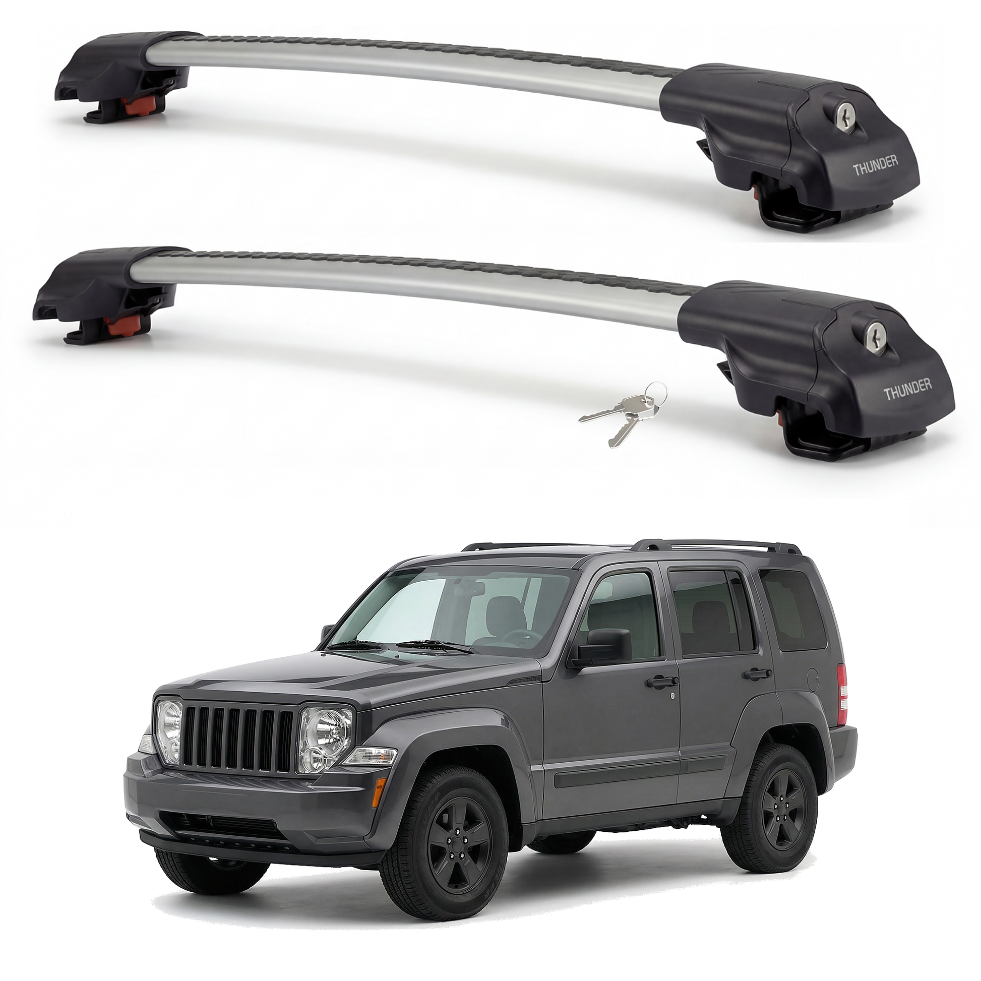 Jeep Liberty 2008-2013 TRX1 gray roof rack cross bars