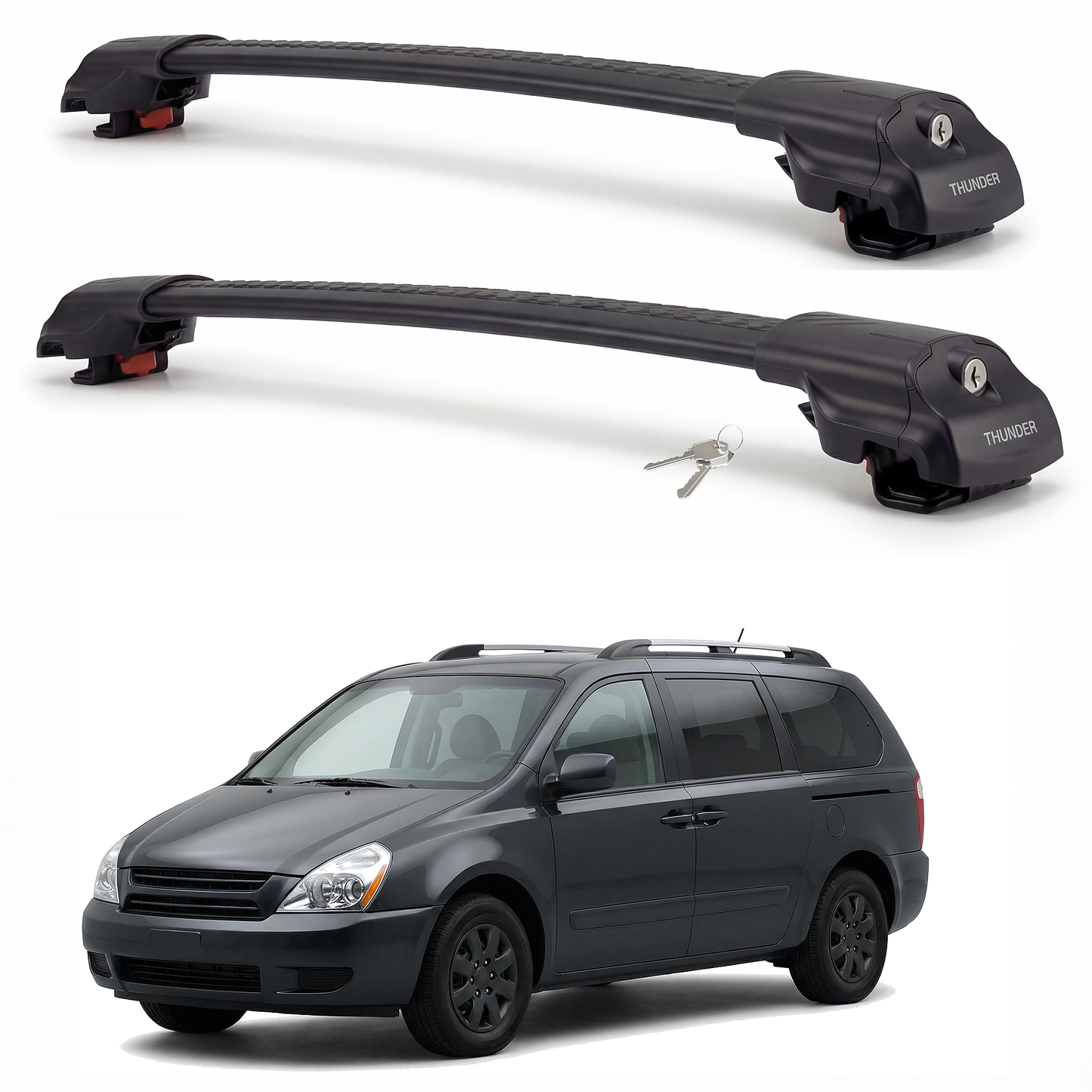 Kia Carnival 2006-2014 TRX1 black roof rack cross bars