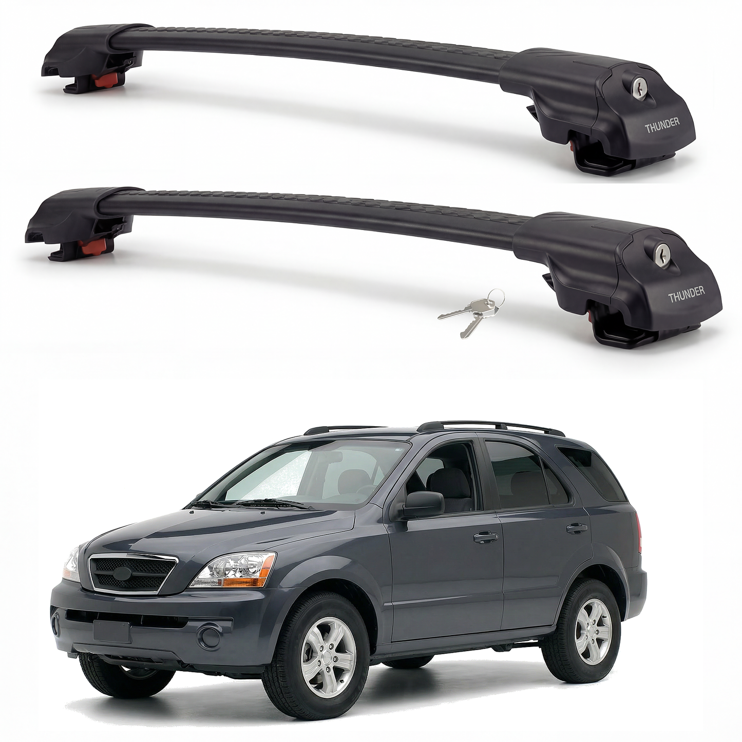Kia Sorento 2002-2009 TRX1 black roof rack cross bars