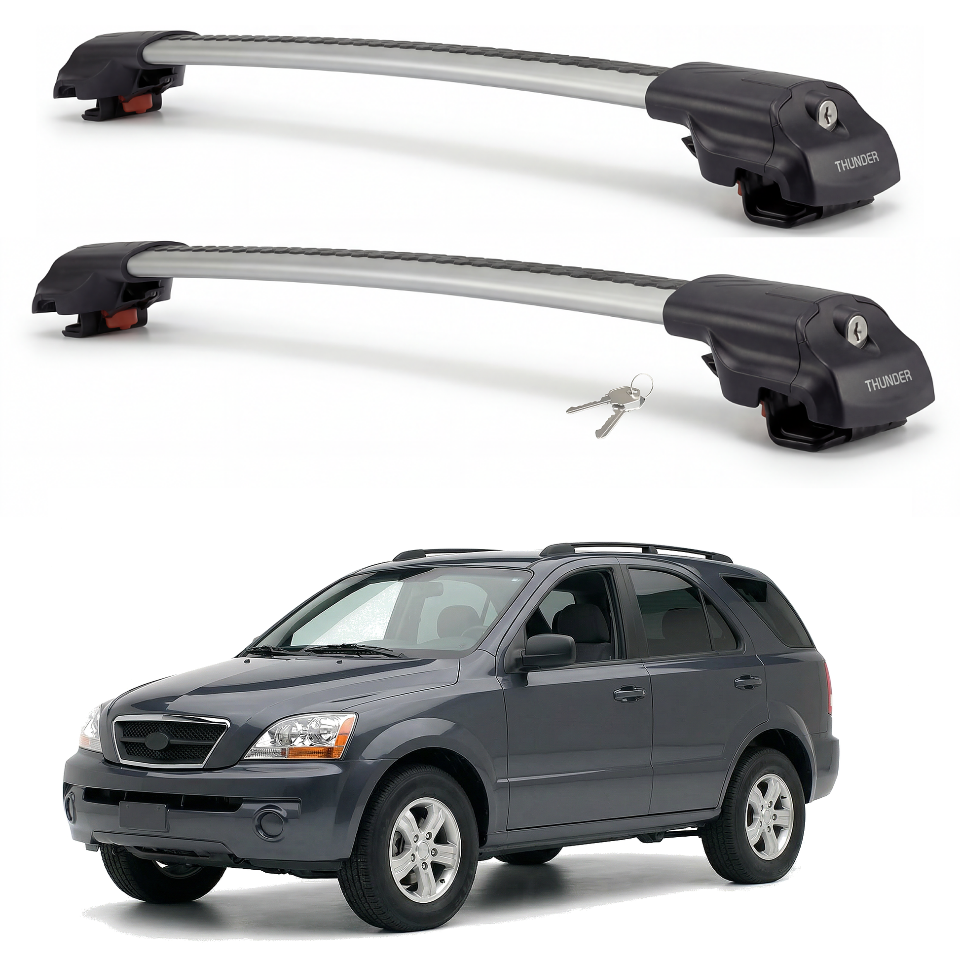 Kia Sorento 2002-2009 TRX1 gray roof rack cross bars