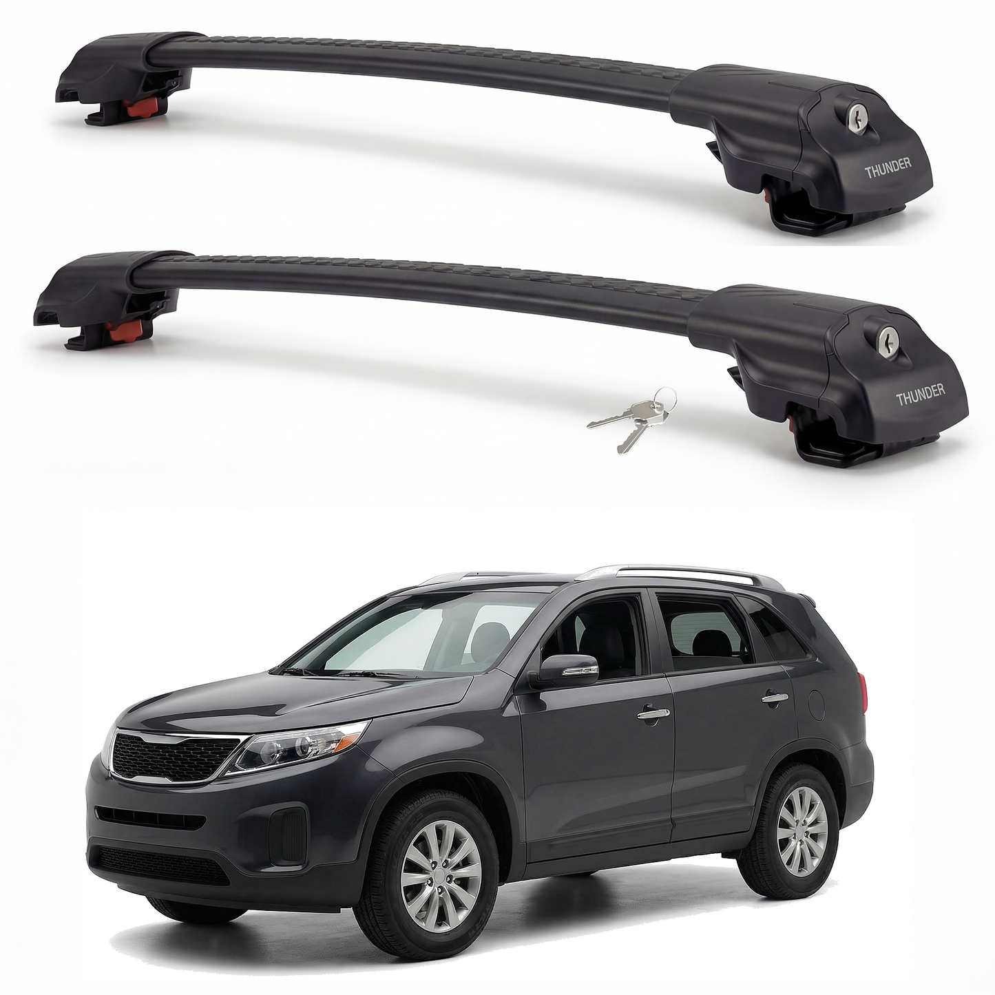 Kia Sorento 2010-2015 TRX1 black roof rack cross bars