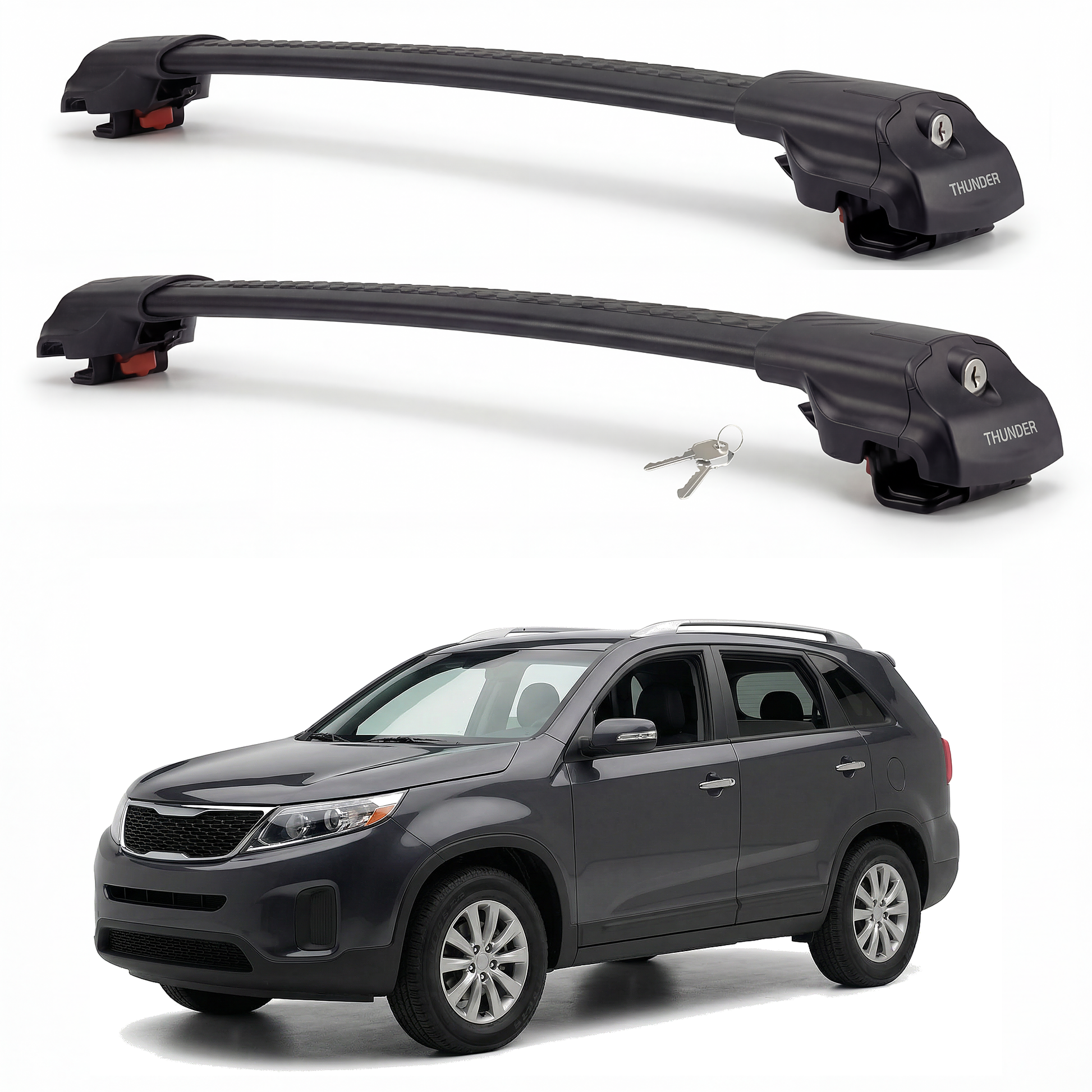 Kia Sorento 2010-2015 TRX1 black roof rack cross bars