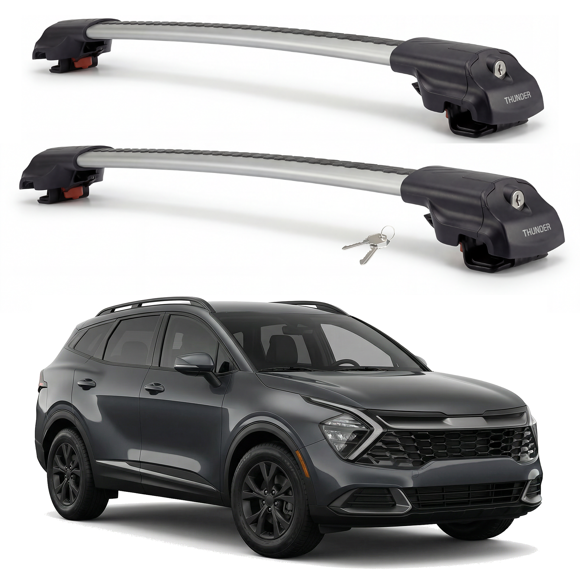 Kia Sportage 2021-2026 TRX1 gray roof rack cross bars
