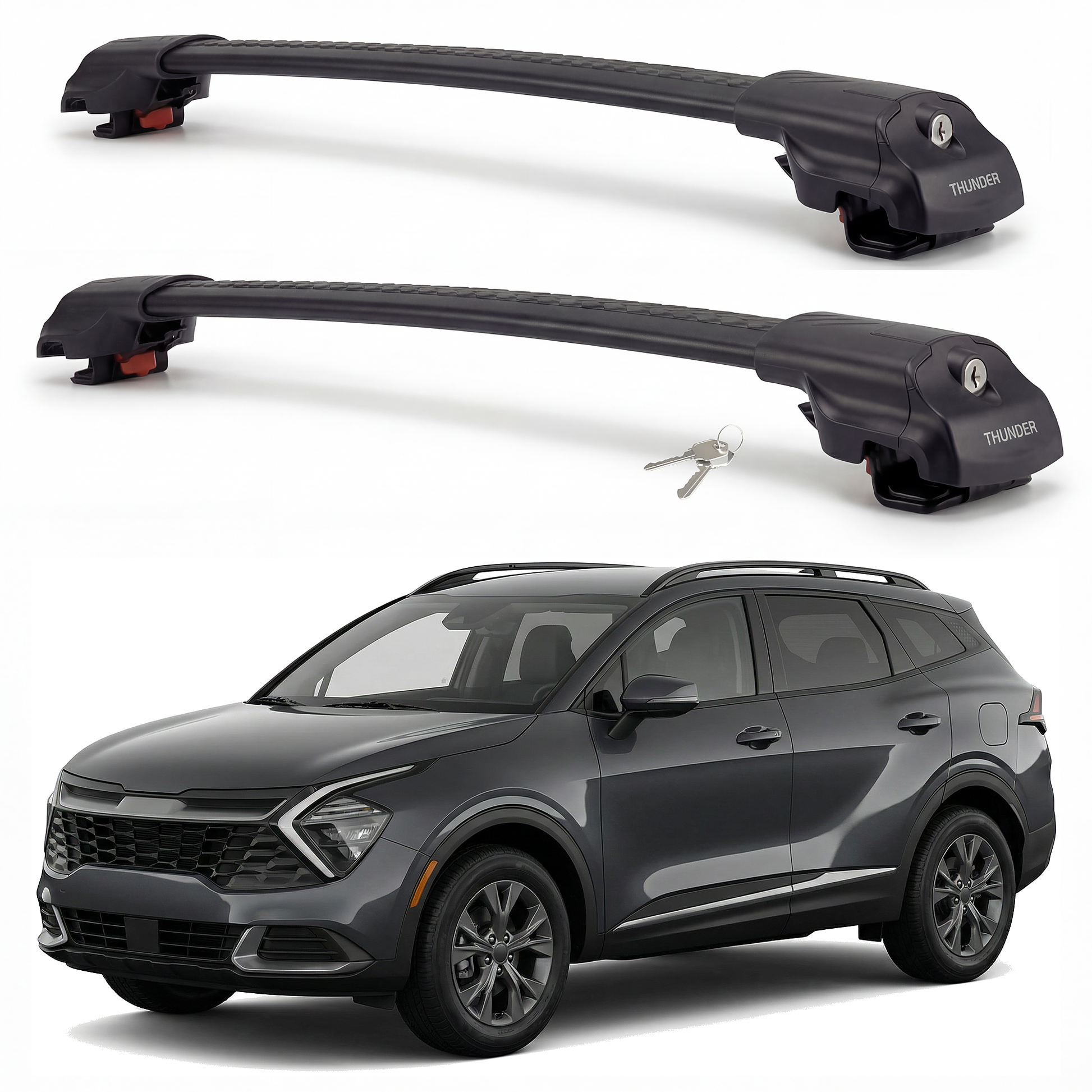 Kia Sportage 2021-2026 TRX1 black roof rack cross bars