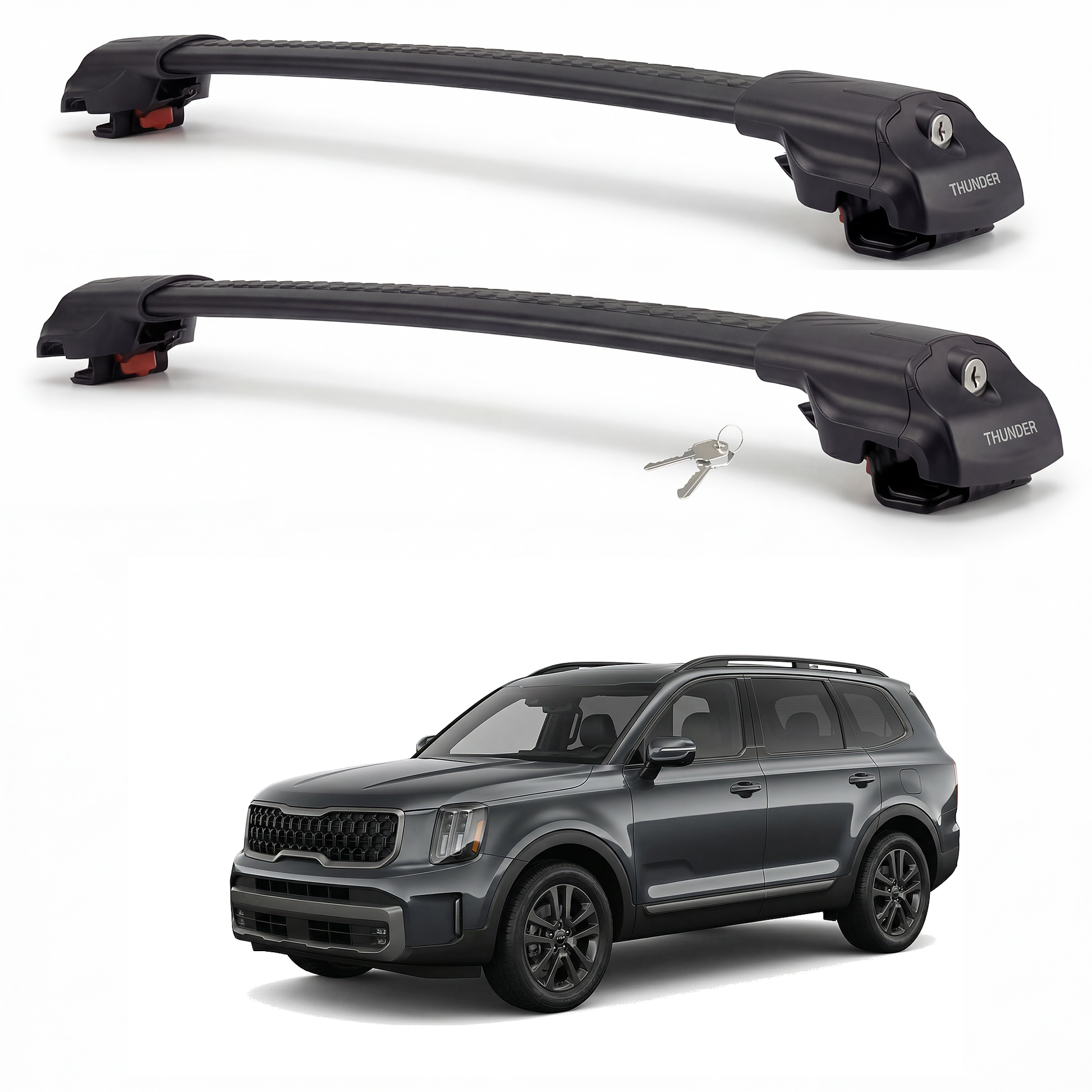 Kia Telluride 2020-2024 TRX1 black roof rack cross bars