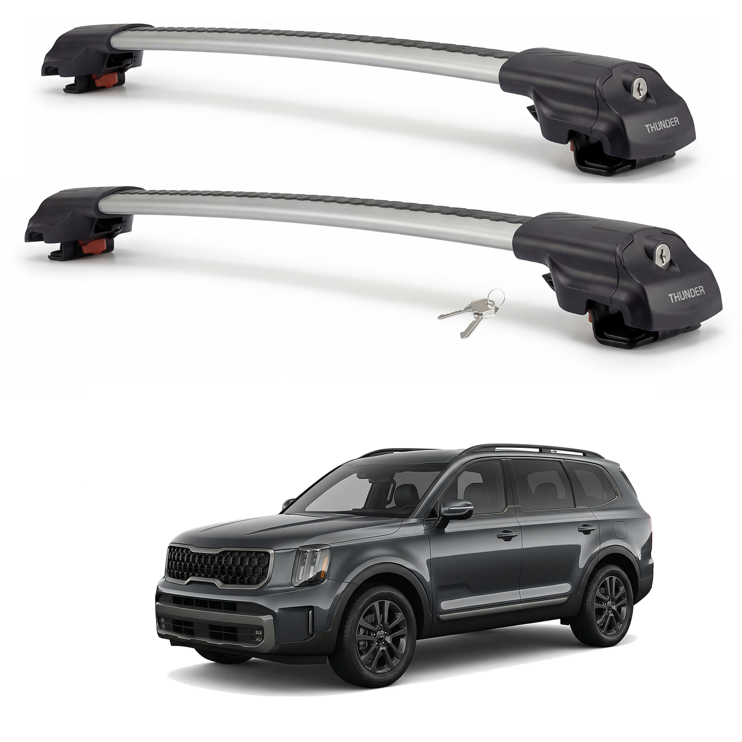 Kia Telluride 2020-2024 TRX1 gray roof rack cross bars