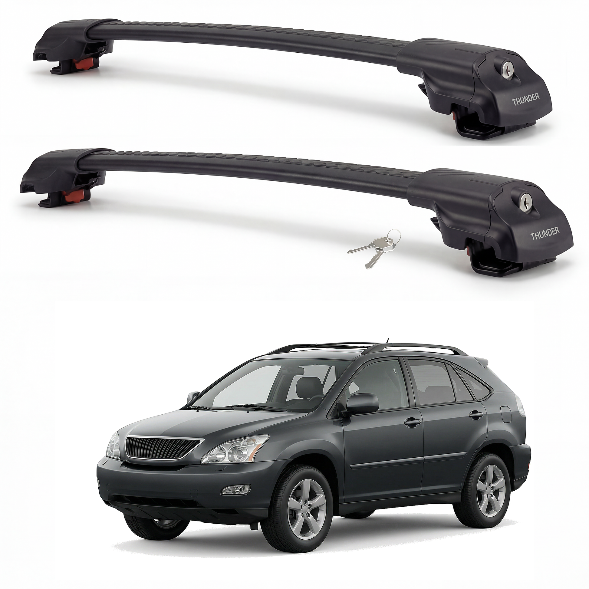 Lexus RX 2004-2009 TRX1 black roof rack cross bars