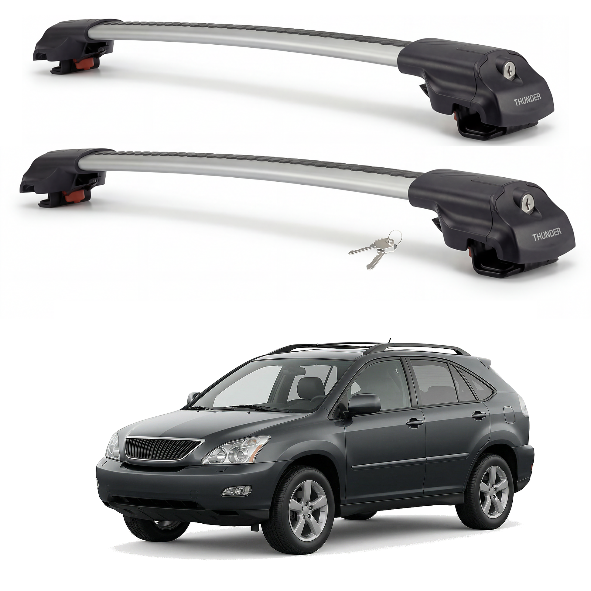 Lexus RX 2004-2009 TRX1 gray roof rack cross bars